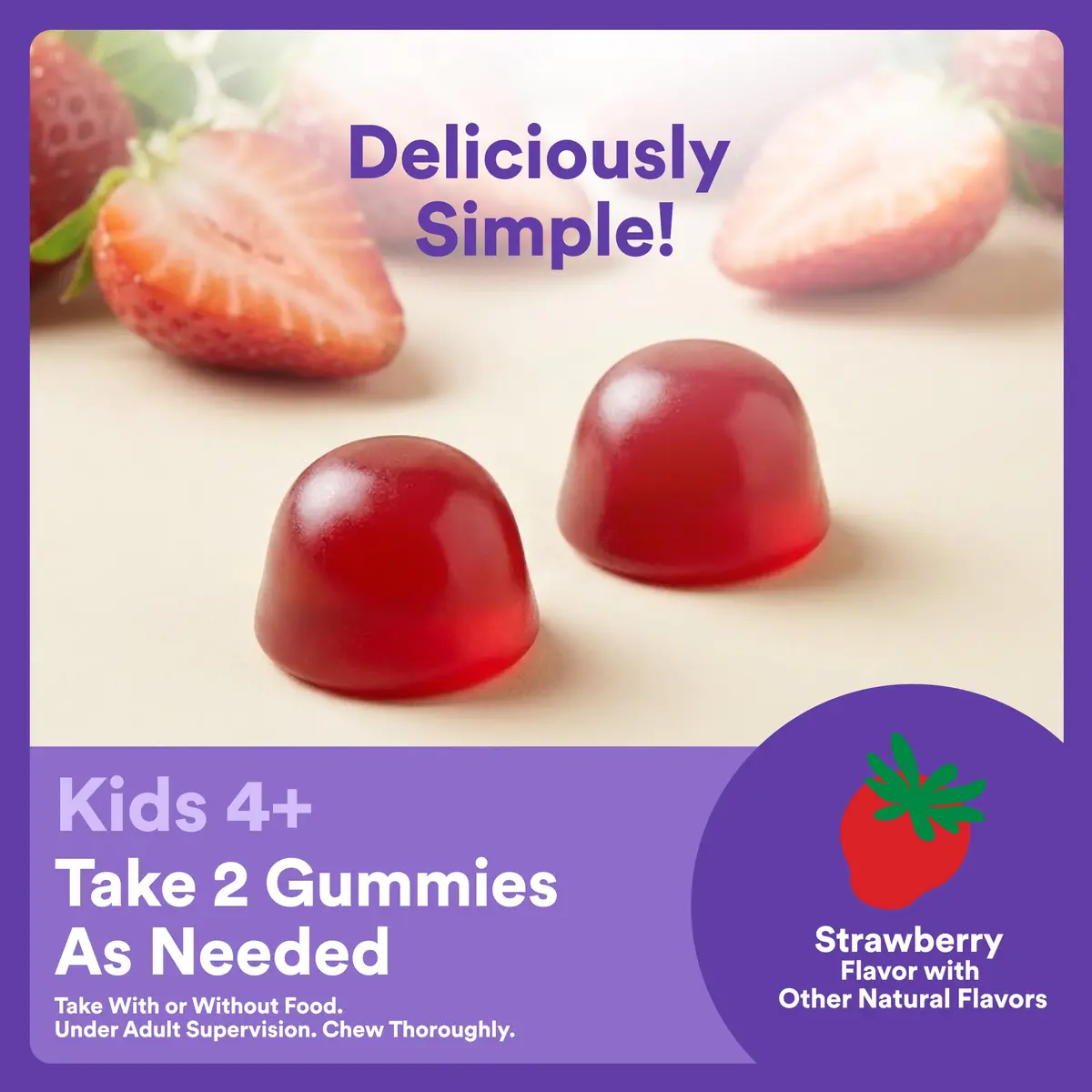 SmartyPants Kids Sleep Zero Melatonin Gummies with L-Theanine, Lemon Balm & Magnesium, Gluten Free, Strawberry Flavor, 60 Gummies | Drug-Free Sleep Support - view 7