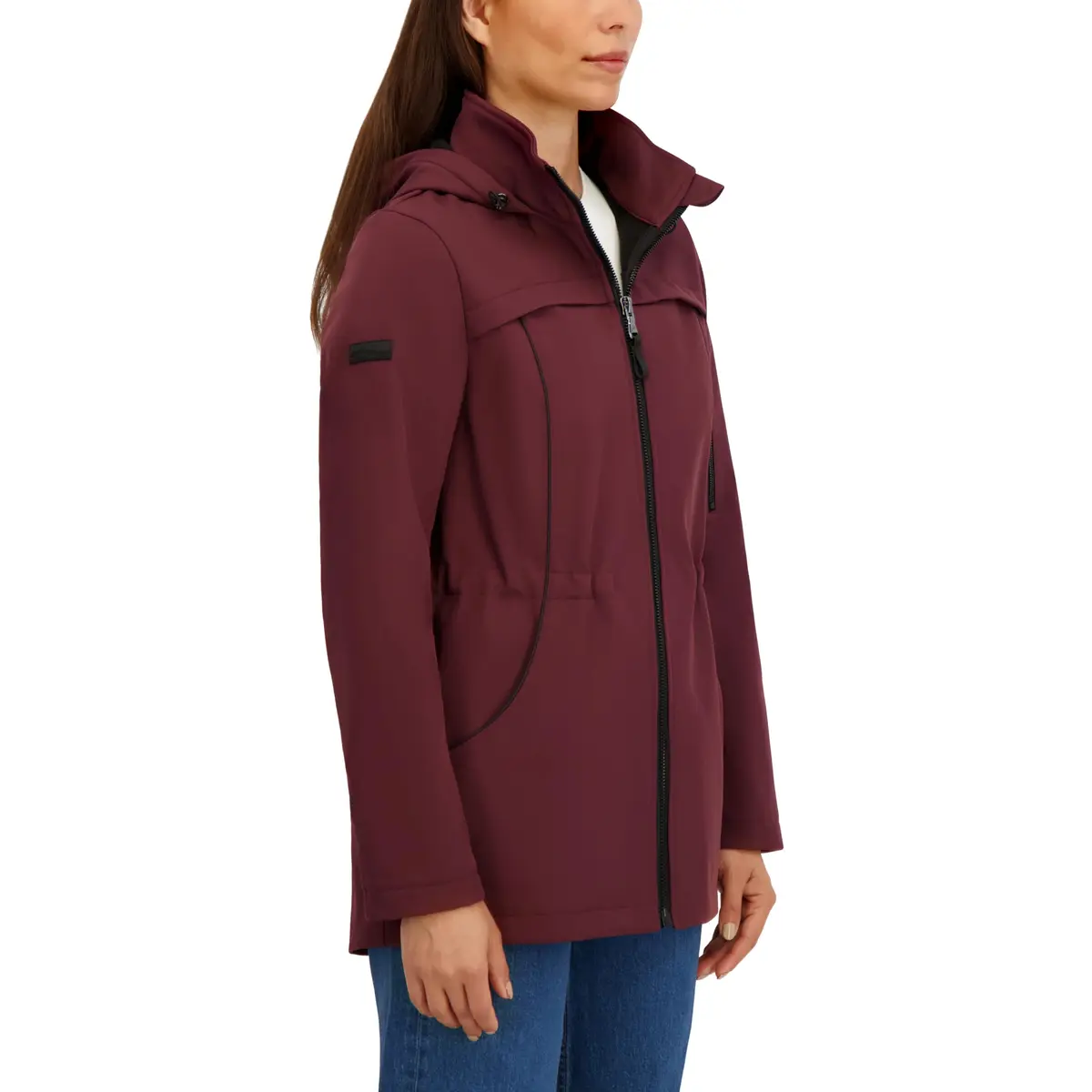 HFX Women's Longline Softshell Jacket, Garnet, Large | Water-Resistant, Breathable, 32" Mid-Length - view 3