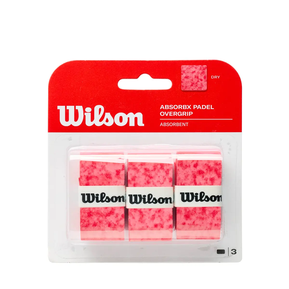 Wilson AbsorbX Padel Overgrip - 3 Pack, Red | Ultra-absorbent & Durable for Sweaty Play - main product image