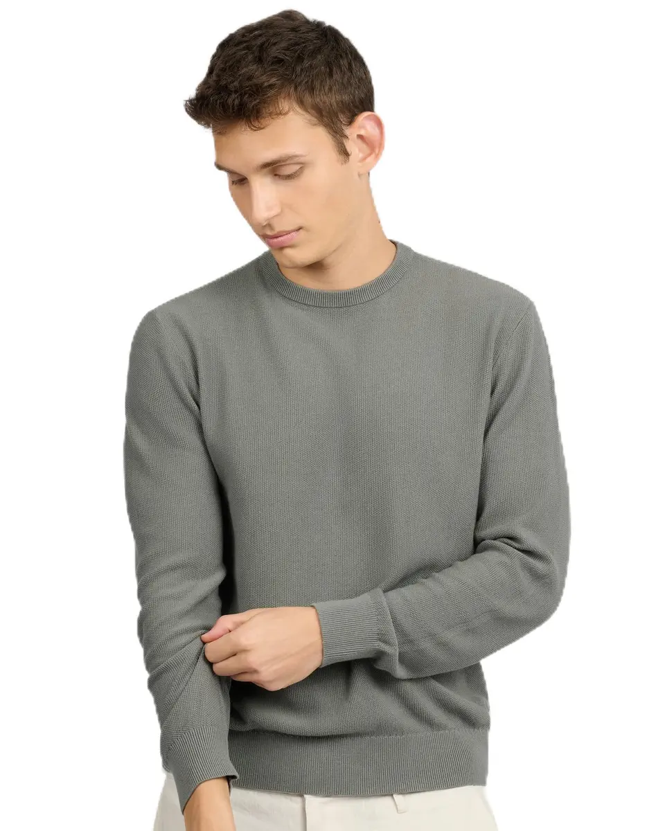 Onia Pique Crewneck Sweater Agave | Classic Fit, Long Sleeve, Solid Pattern, Medium - main product image