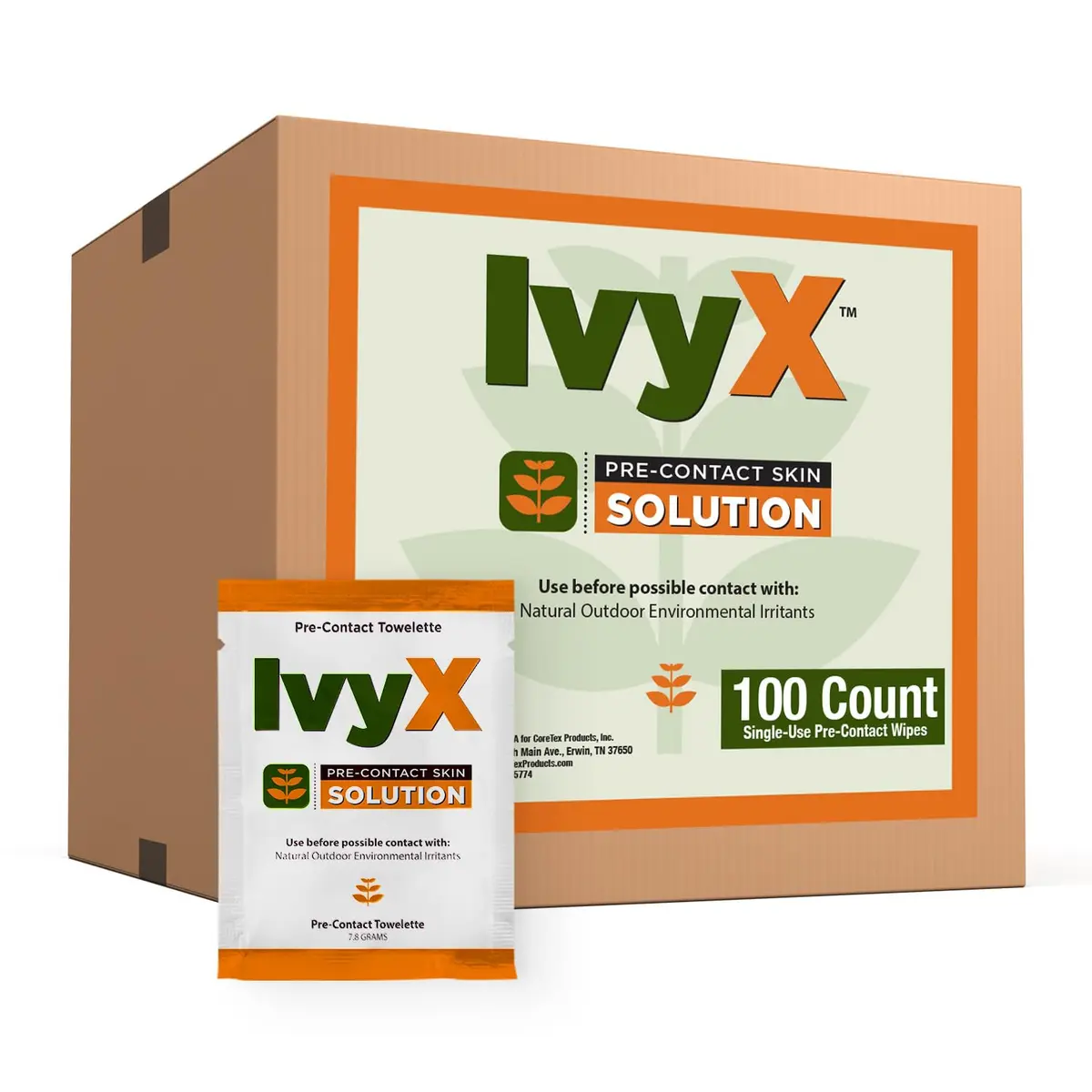 CoreTex Ivy X Pre-Contact Poison Ivy Wipes 100 Count | Proactive Skin Barrier for Poison Oak & Sumac - main product image