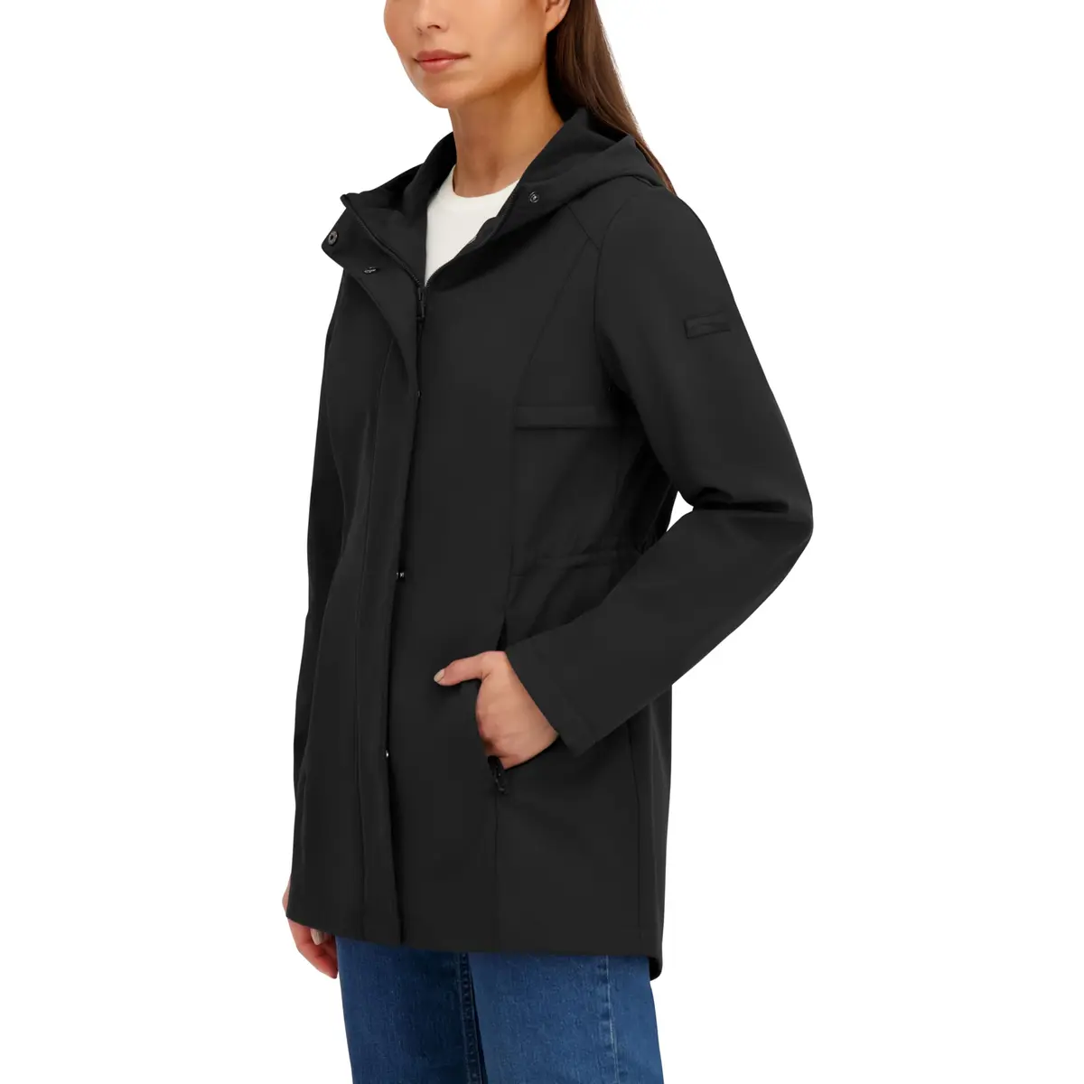 HFX Women's Adjustable Waist Softshell Jacket, Black, X-Large | Breathable, Water-Resistant, 4-Way Stretch - view 2