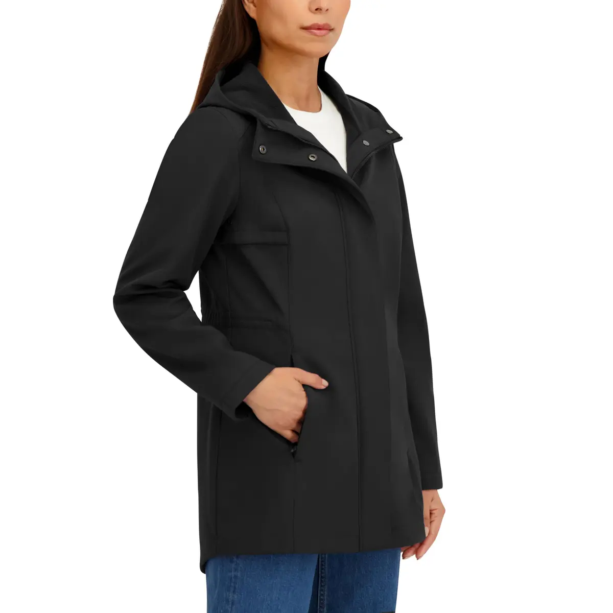 HFX Women's Adjustable Waist Softshell Jacket, Black, X-Large | Breathable, Water-Resistant, 4-Way Stretch - view 3