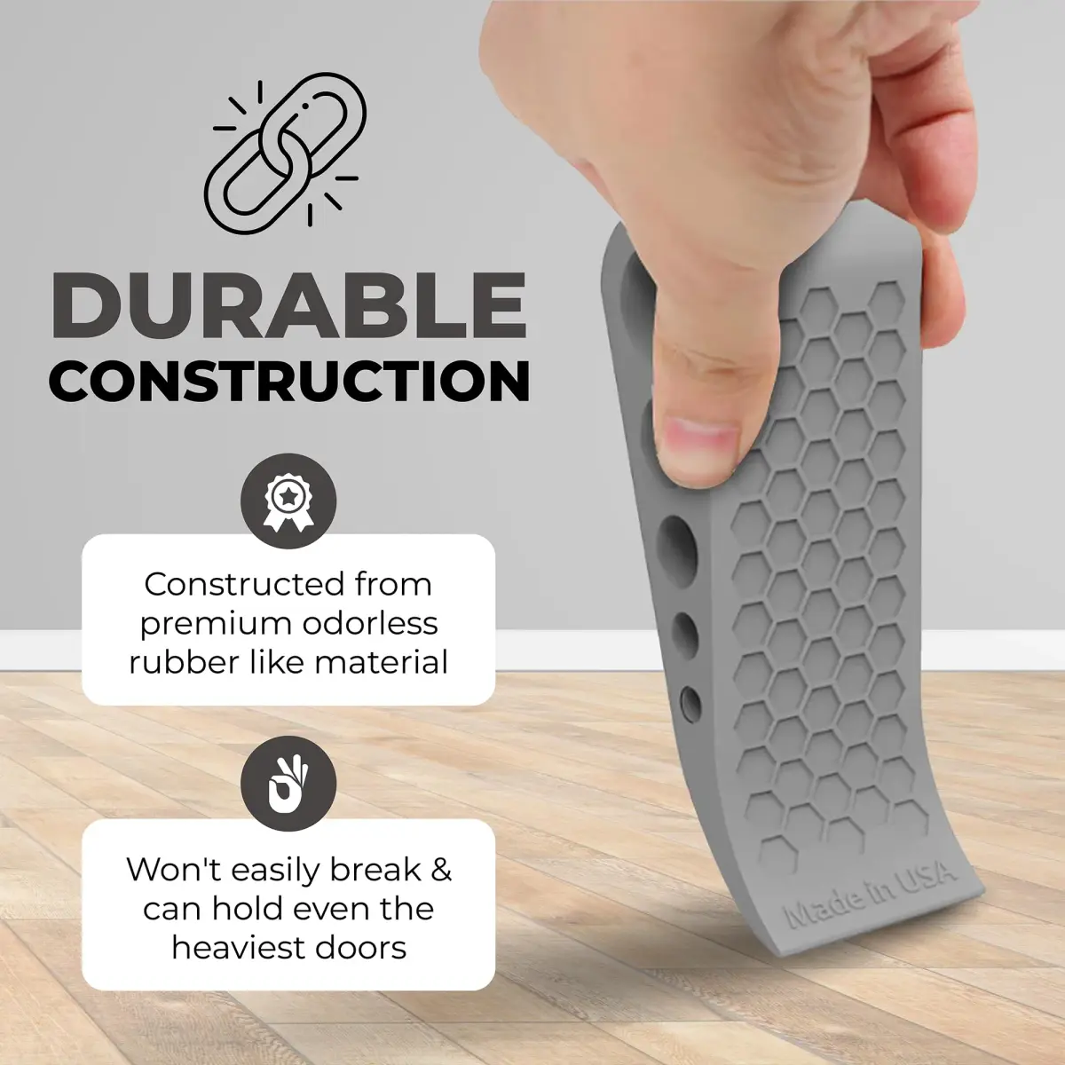 Suspension Dudes Heavy Duty Rubber Door Stop Wedge 12.8cm (5 in) | Secure Floor Grip for All Doors - view 2