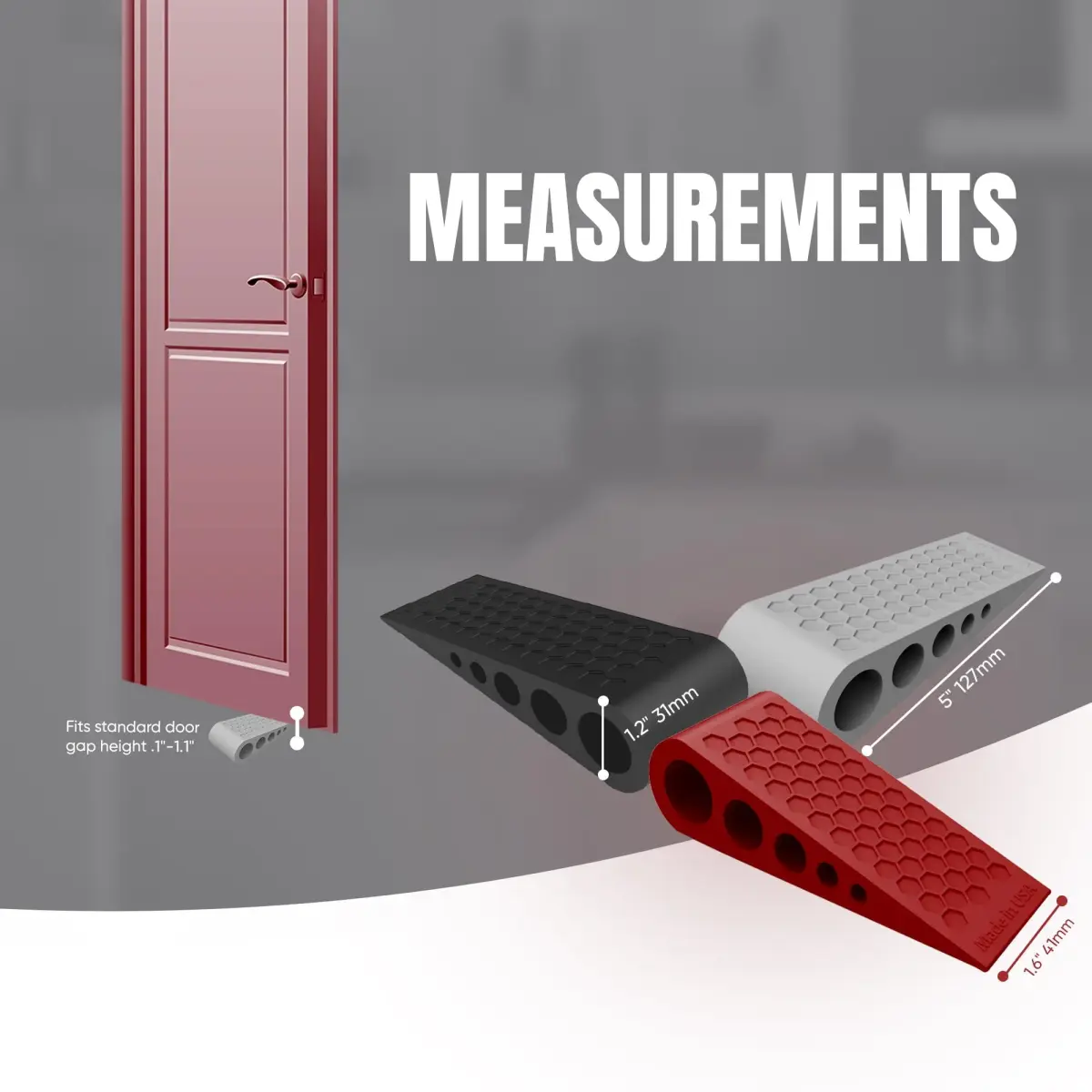 suspension dudes Black Door Stop Wedge 1.6in (4cm) | Heavy Duty Rubber for All Floors - view 3