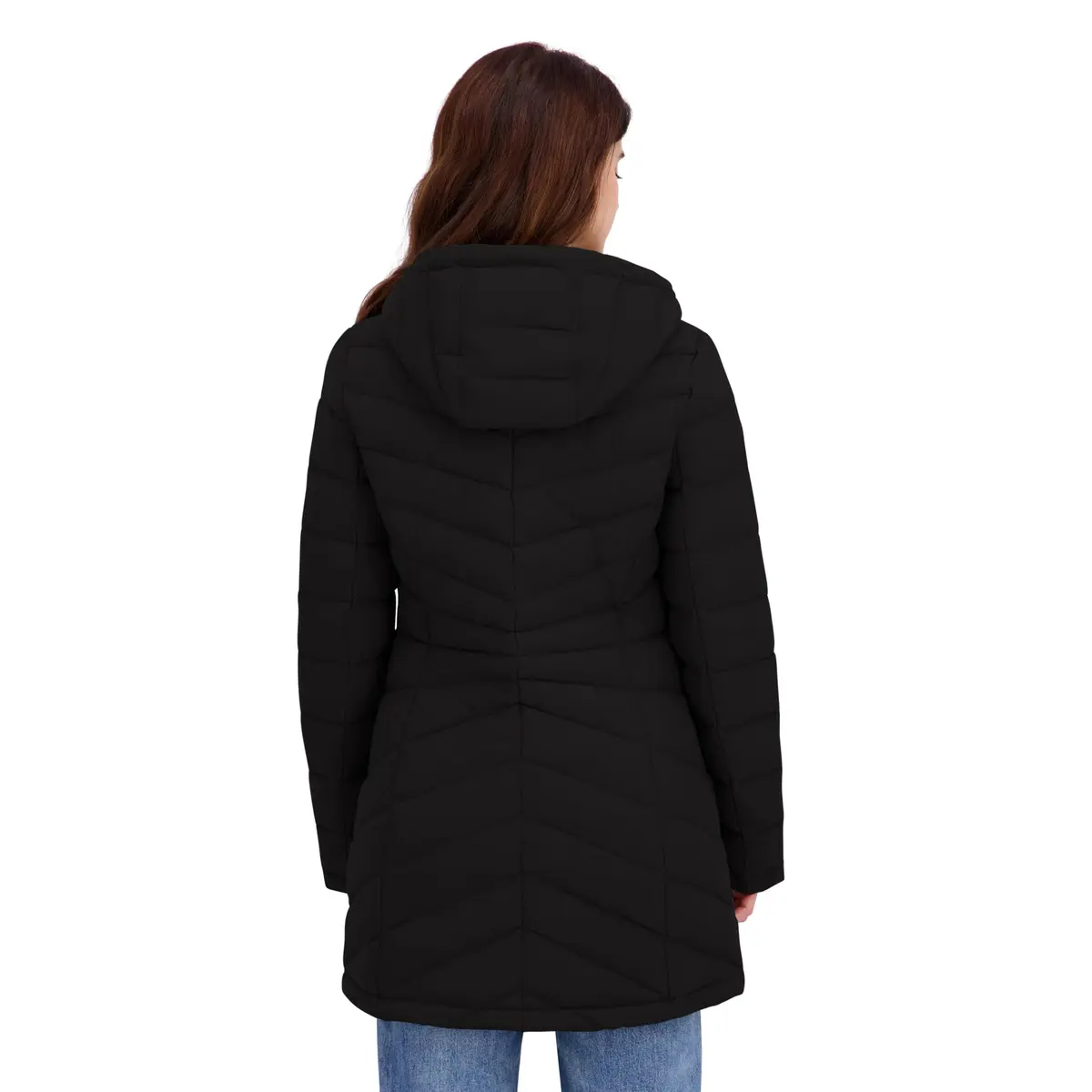 HFX Women's Longline Stretch Puffer Coat, Black, Large | Active & Performance Winter Outerwear - view 5
