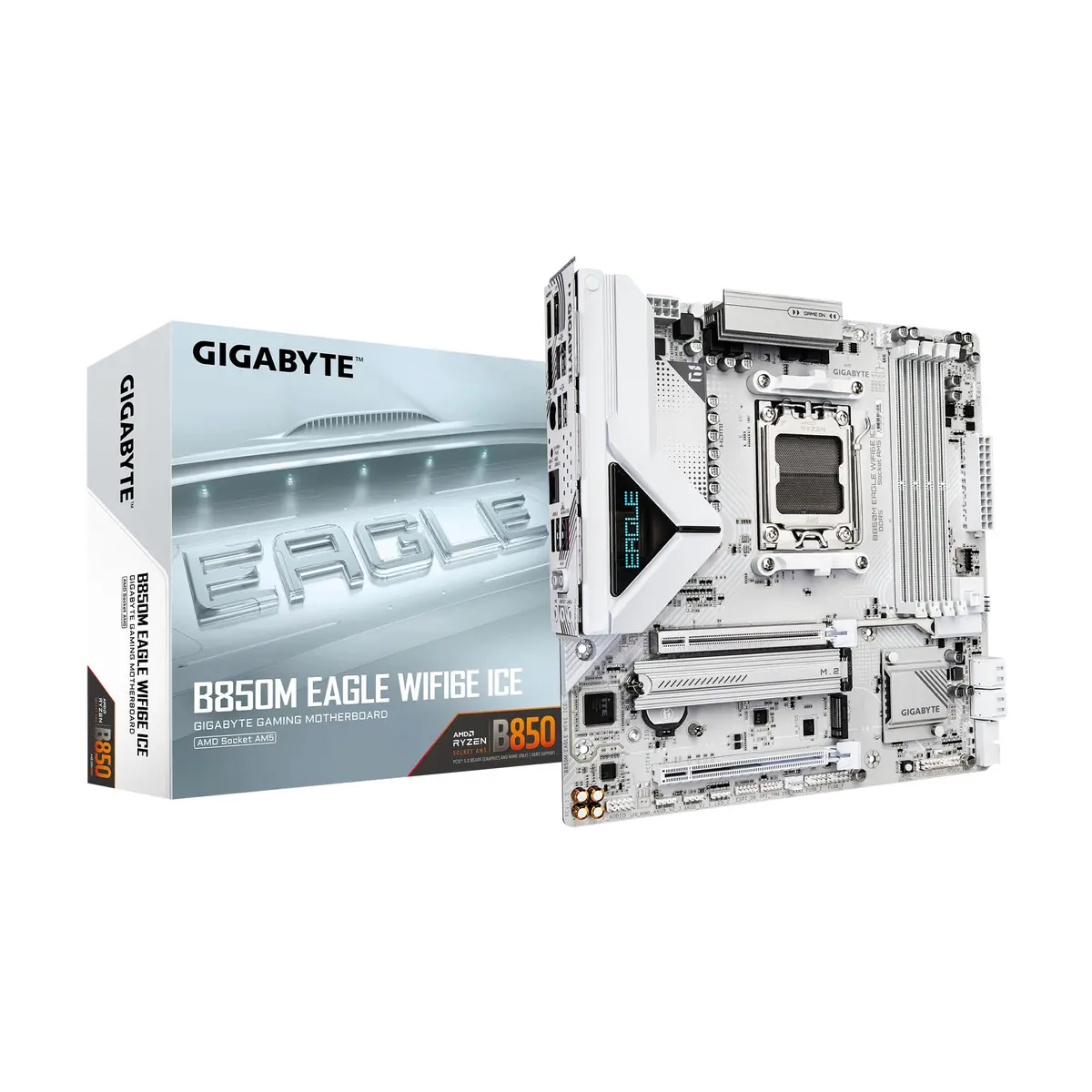 GIGABYTE B850M Eagle WIFI6E ICE AMD AM5 mATX Motherboard Support Ryzen 9000/8000/7000 DDR5 8+2+2 Power Phase 2X M.2 PCIe 5.0 USB-C WIFI6E 2.5GbE LAN 3-Year Warranty - main product image