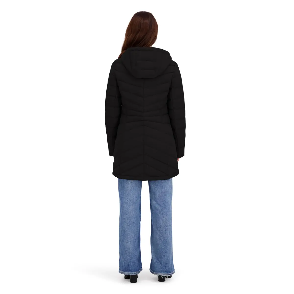 HFX Women's Longline Stretch Puffer Coat, Black, X-Large | Active & Performance Winter Outerwear - view 4