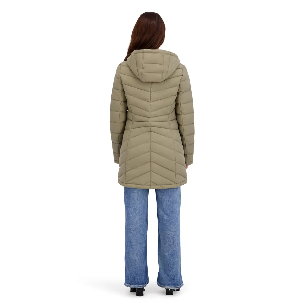 HFX Women's Longline Stretch Puffer Coat, Moss Green, Small | Active & Performance Winter Outerwear - view 8
