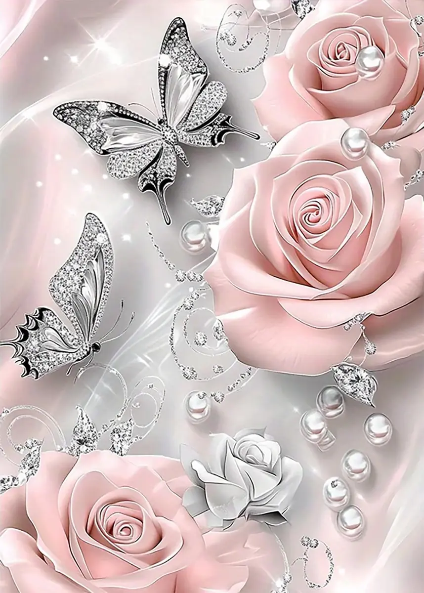 BYGFHLYW 5D Butterfly Rose Flower Diamond Painting Kit 12x16 inches (30x40 cm) | Full Drill Gem Art for Adults - main product image