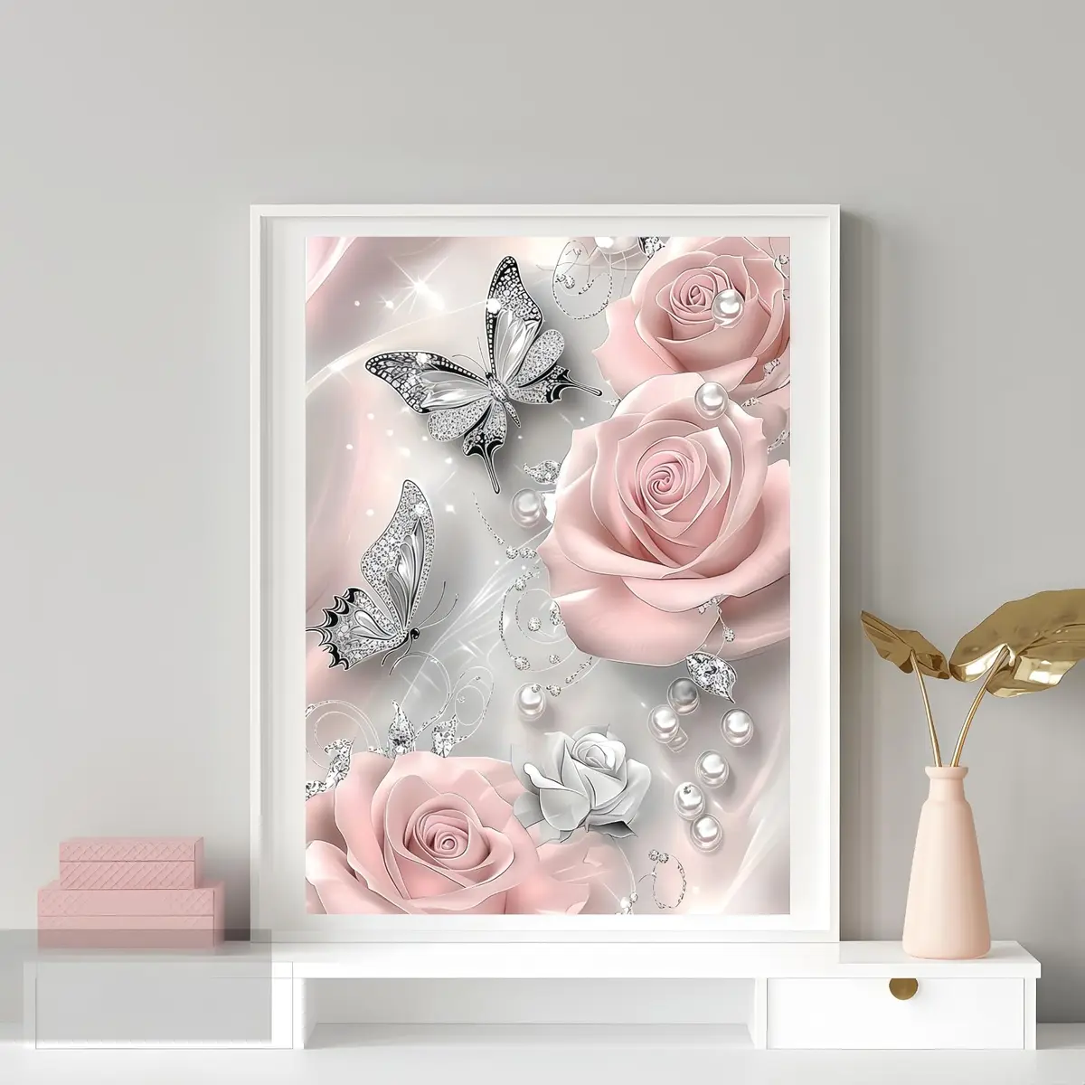 BYGFHLYW 5D Butterfly Rose Flower Diamond Painting Kit 12x16 inches (30x40 cm) | Full Drill Gem Art for Adults - view 2