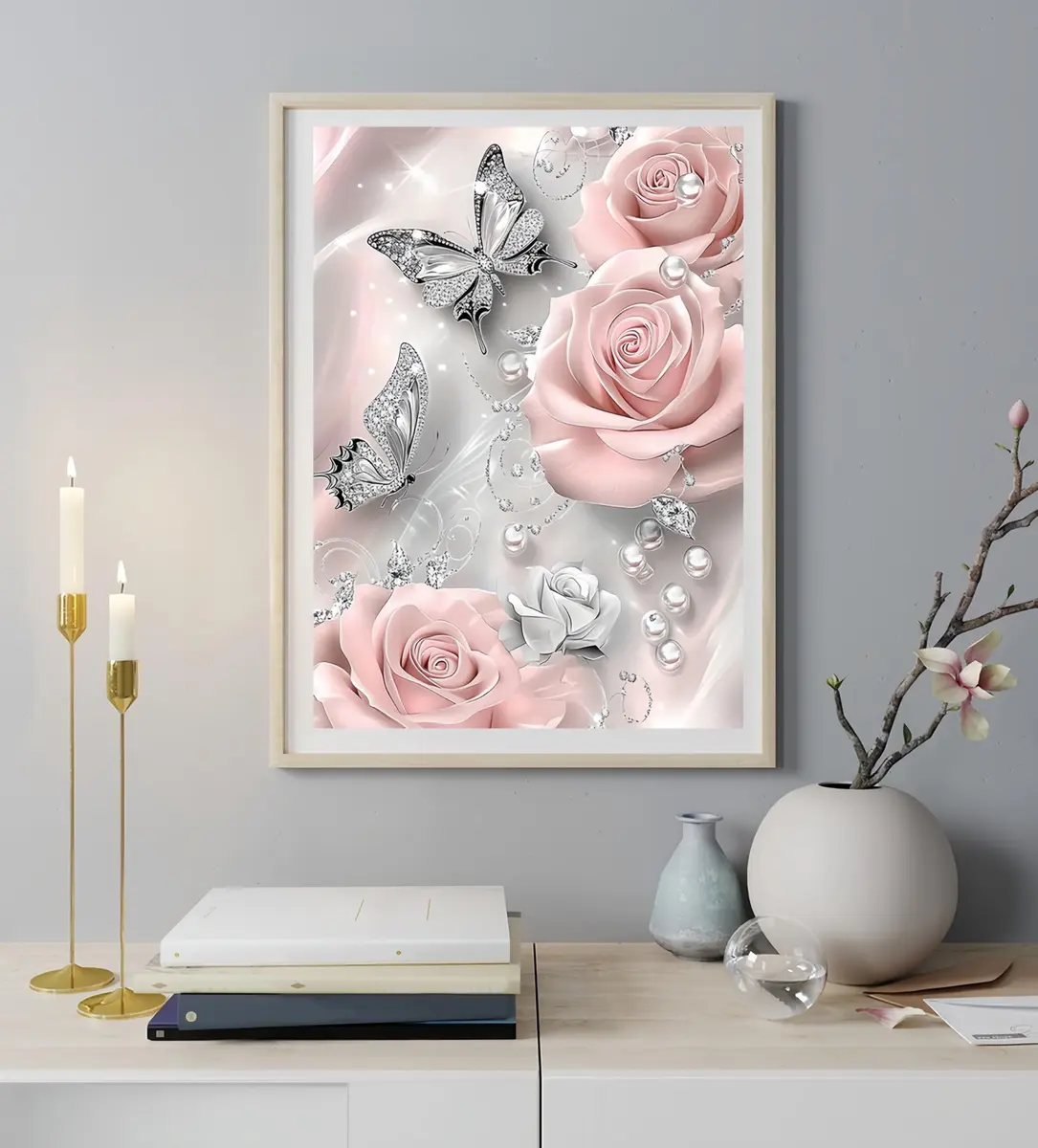 BYGFHLYW 5D Butterfly Rose Flower Diamond Painting Kit 12x16 inches (30x40 cm) | Full Drill Gem Art for Adults - view 3