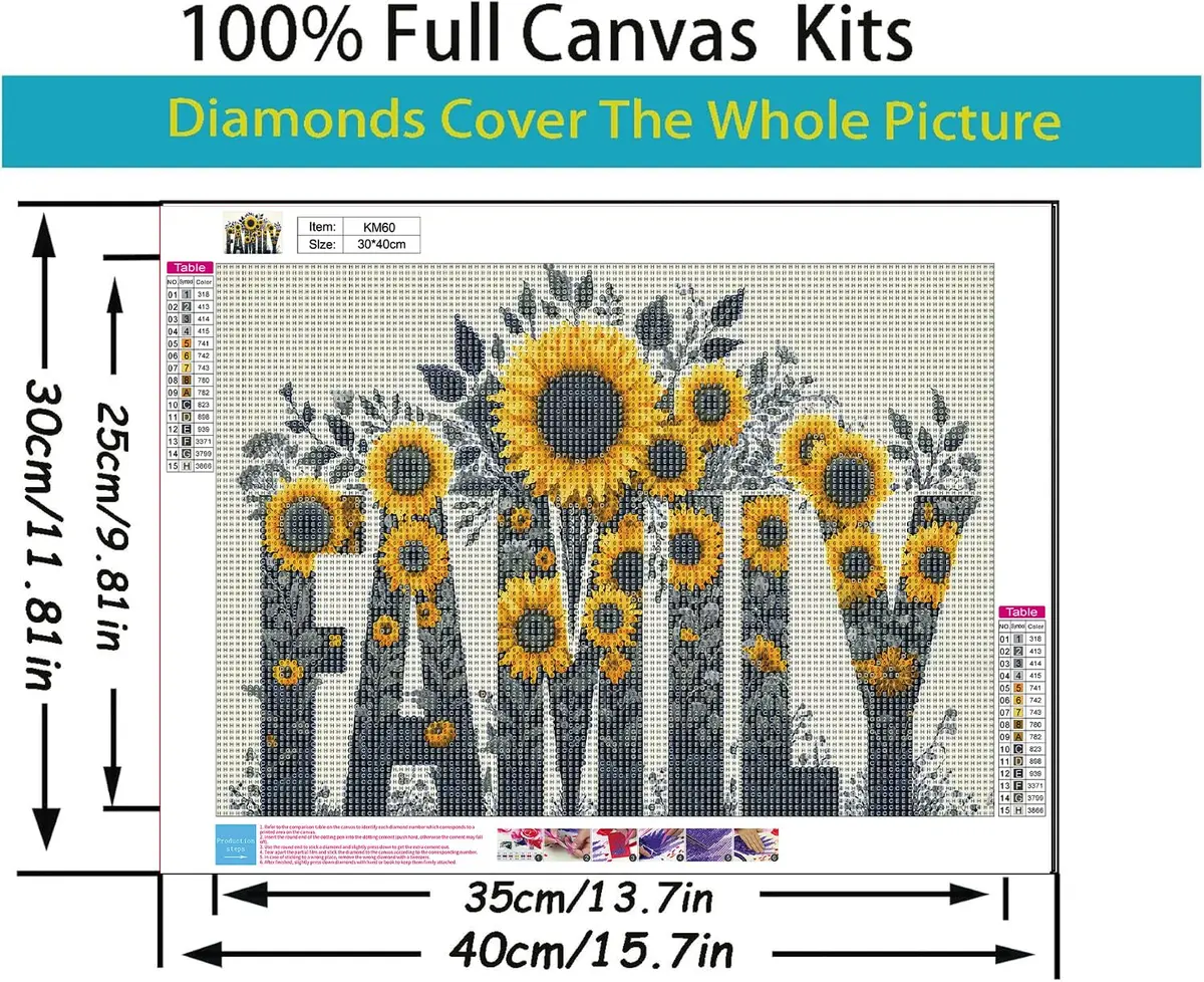 BYGFHLYW 5D Sunflower Diamond Painting Kit 30x40cm (12x16 inches) | Full Drill Art for Adults & Family - view 6