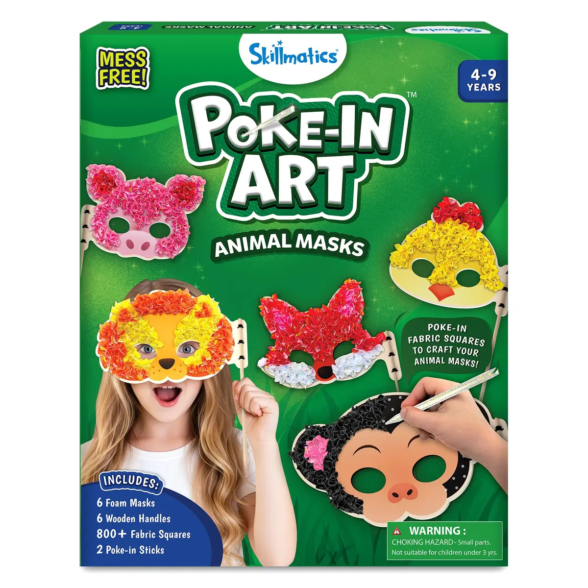Skillmatics Poke-in Art Animal Masks Wood Craft Kit | Ages 4-9, Mess-Free Fun, Fine Motor Skills, Screen-Free, Travel Activity - main product image