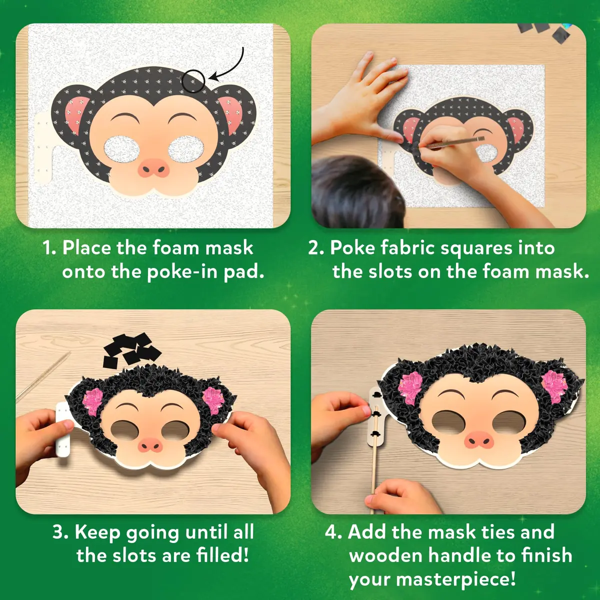 Skillmatics Poke-in Art Animal Masks Wood Craft Kit | Ages 4-9, Mess-Free Fun, Fine Motor Skills, Screen-Free, Travel Activity - view 6
