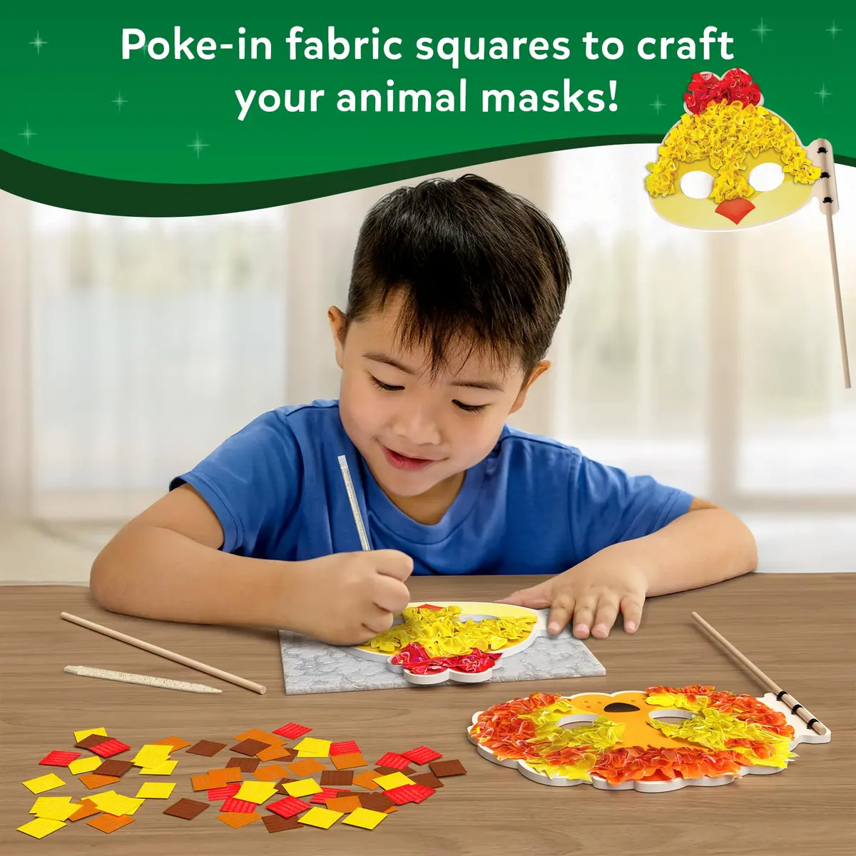 Skillmatics Poke-in Art Animal Masks Wood Craft Kit | Ages 4-9, Mess-Free Fun, Fine Motor Skills, Screen-Free, Travel Activity - view 3