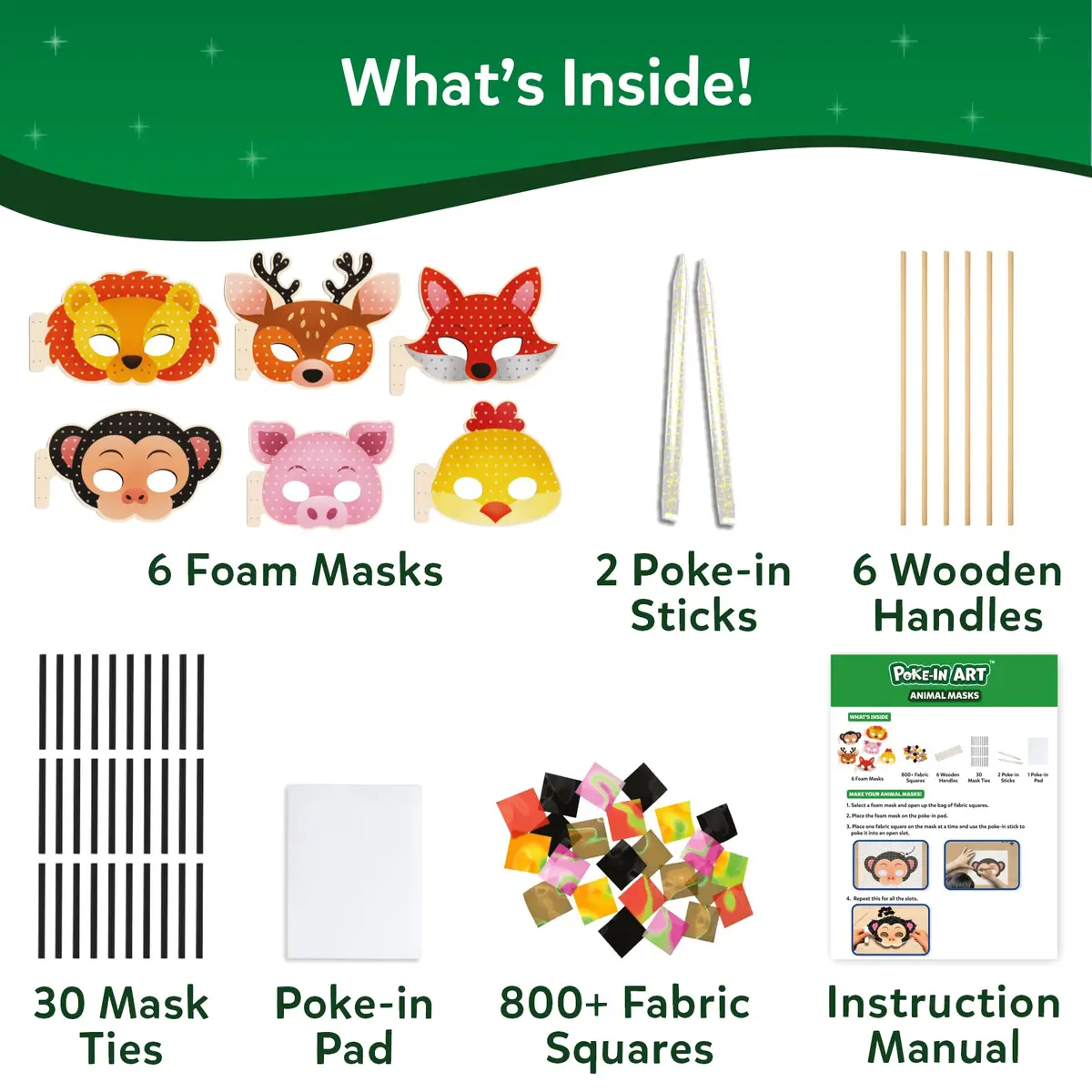 Skillmatics Poke-in Art Animal Masks Wood Craft Kit | Ages 4-9, Mess-Free Fun, Fine Motor Skills, Screen-Free, Travel Activity - view 4