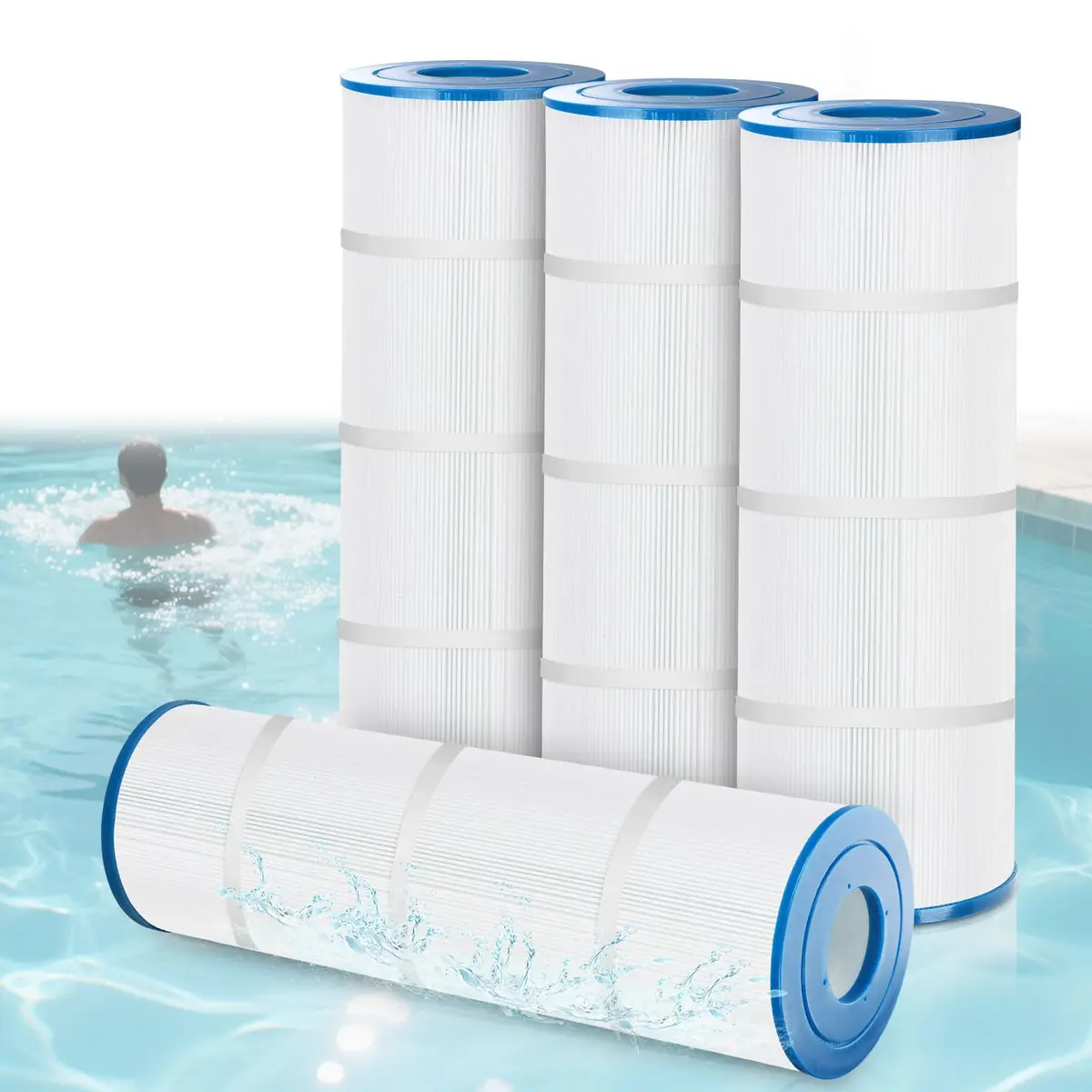 LumiPure C-7470 Pool Filter Cartridges Compatible with Pentair CCP320 | 7" x 20 1/16" | 4x80 sq.ft - main product image
