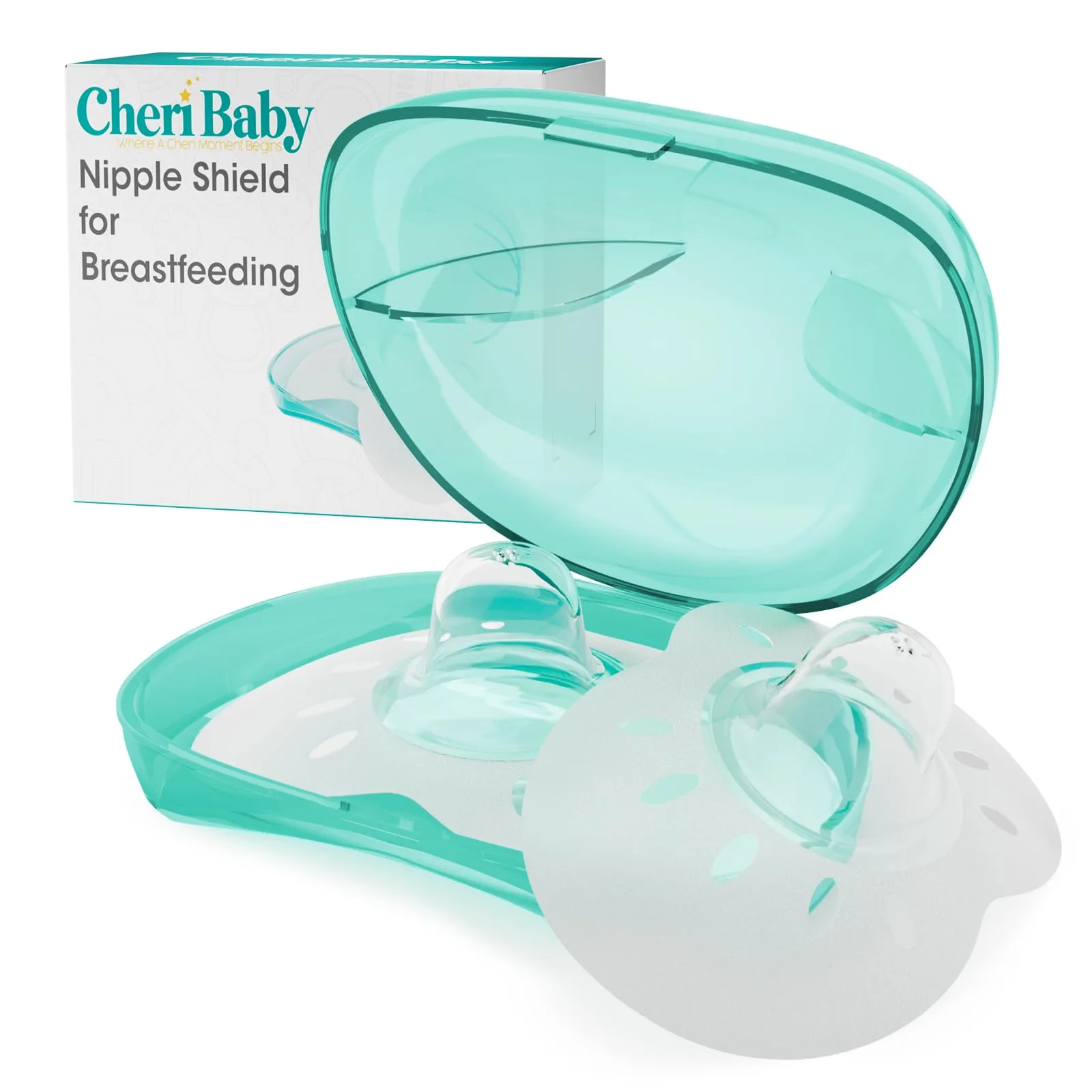 Cheri Baby Nipple Shield for Breastfeeding with Flat or Inverted Nipples, S-17mm, 1 Pair with Case - main product image