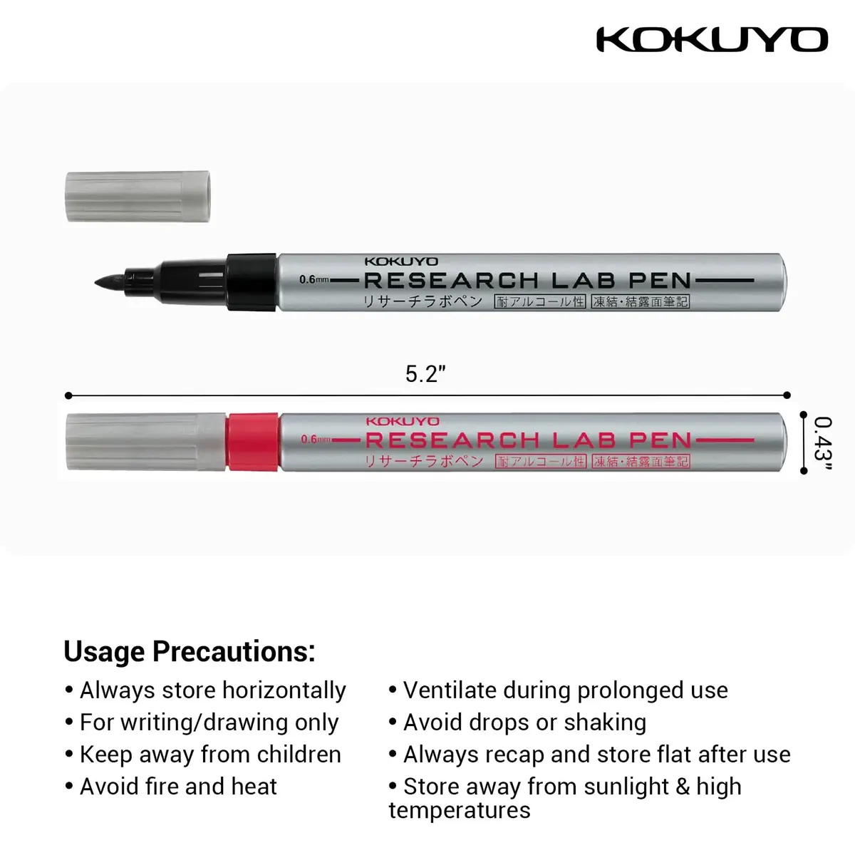 KOKUYO Alcohol Resistant Laboratory Markers, 5 Black Permanent Freezer Lab Pens with 0.6mm Fine Point Tip | Smudge-Proof & Chemical-Resistant - view 2