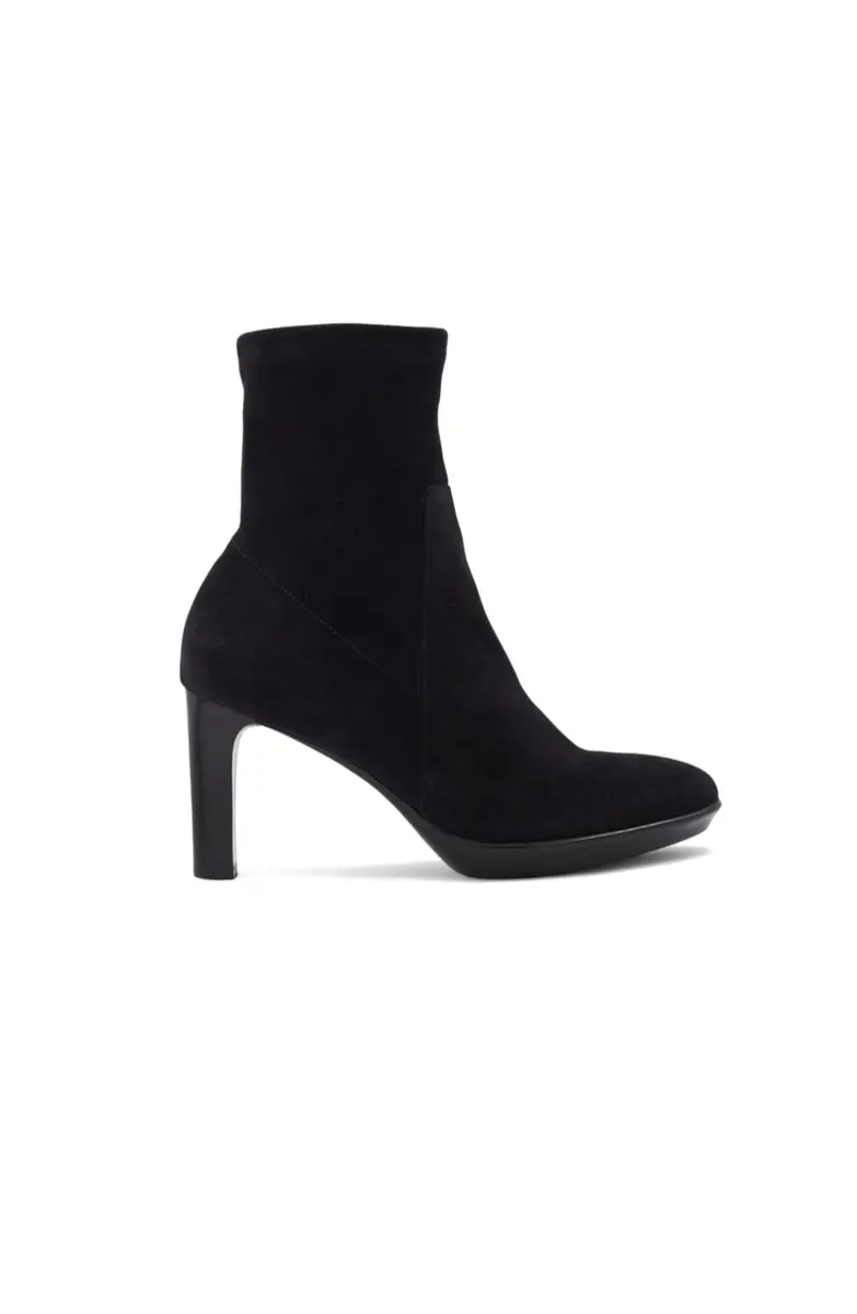 Aquatalia Rhumba Low Black Suede | Elegant Stretch-Leather Bootie with 3.5" Heel - view 2