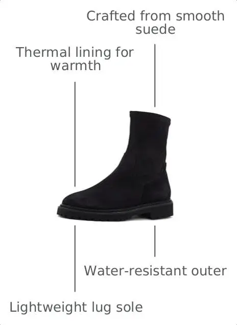 Aquatalia MARYANN Black Suede Boots | Lightweight Lug Sole, Thermal Lining, Made in Italy - view 4