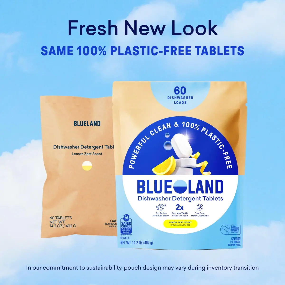 BLUELAND 100% Plastic-Free Dishwasher Detergent Tablets, 120 Count (Pack of 1) Lemon Zest | EPA Safer Choice Certified - view 9