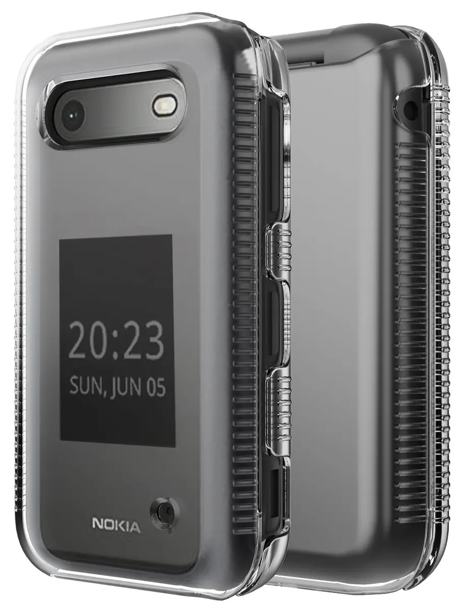 Nakedcellphone Clear Hard Shell Case for Nokia 2760 2780 Flip Phone | Slim Fit, Screen Protection, Textured Grip - main product image