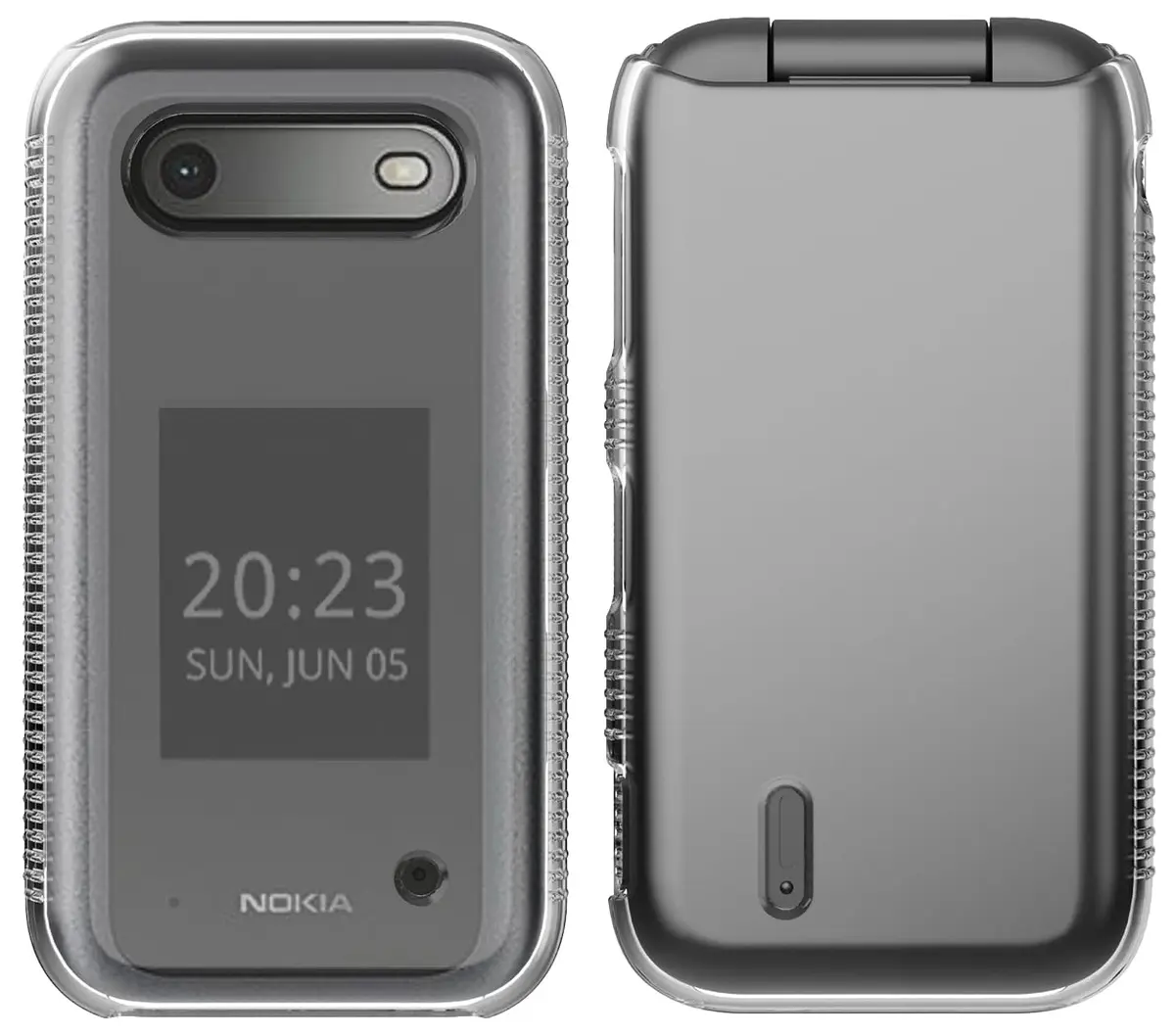 Nakedcellphone Clear Hard Shell Case for Nokia 2760 2780 Flip Phone | Slim Fit, Screen Protection, Textured Grip - view 2