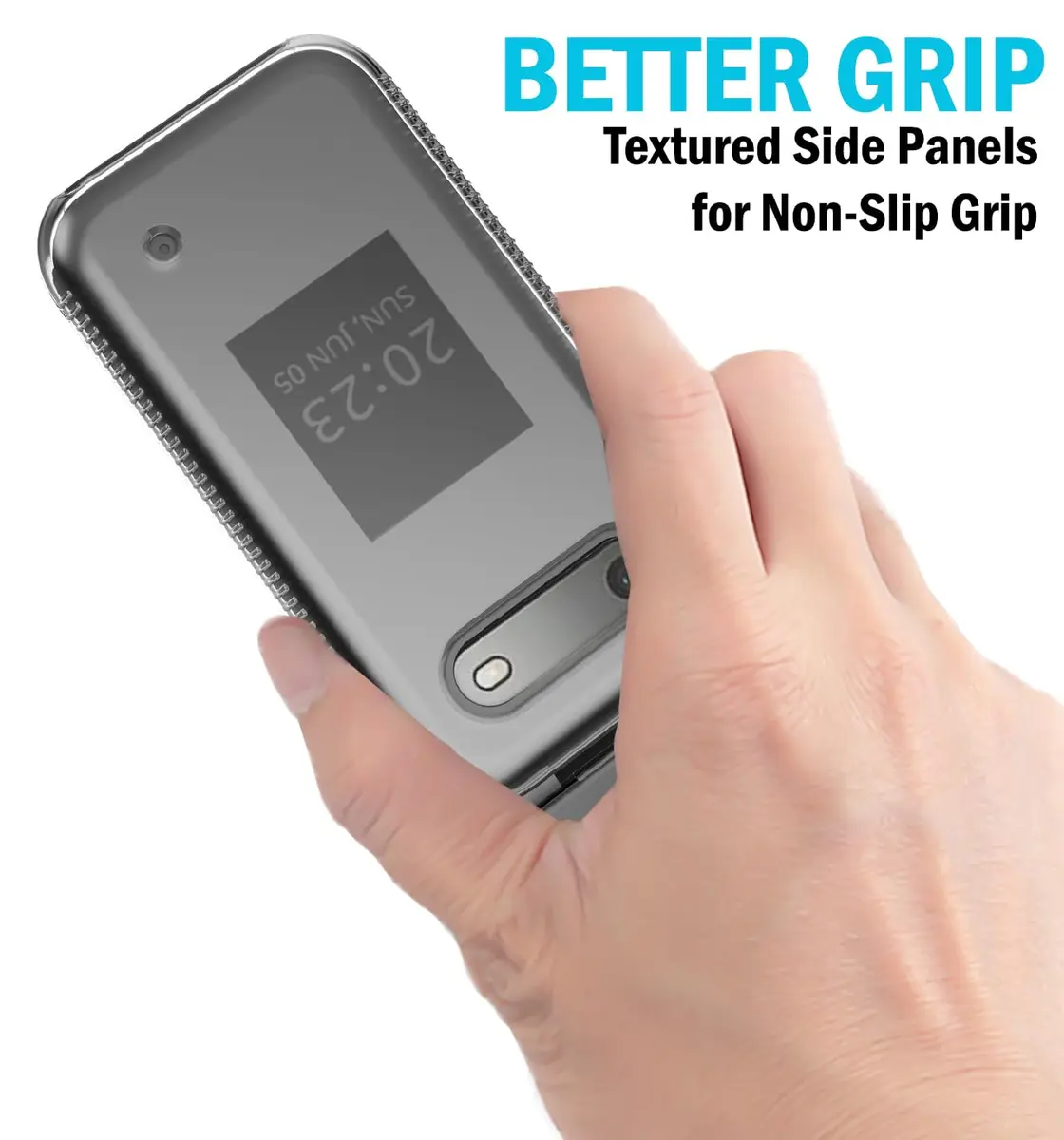 Nakedcellphone Clear Hard Shell Case for Nokia 2760 2780 Flip Phone | Slim Fit, Screen Protection, Textured Grip - view 3