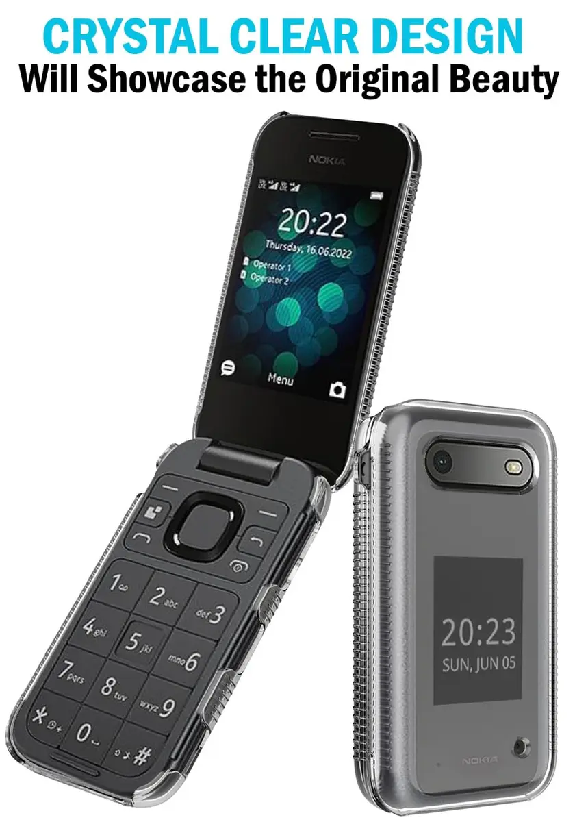 Nakedcellphone Clear Hard Shell Case for Nokia 2760 2780 Flip Phone | Slim Fit, Screen Protection, Textured Grip - view 4