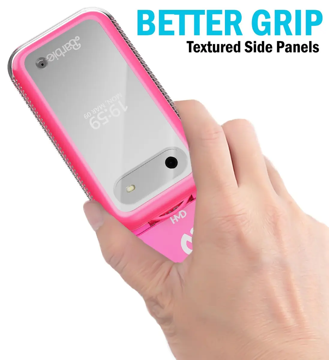 Nakedcellphone Clear Case for HMD Barbie Flip Phone (USA Version ONLY) - 12.3cm (4.84in) Length | Slim Fit with Textured Grip - view 3