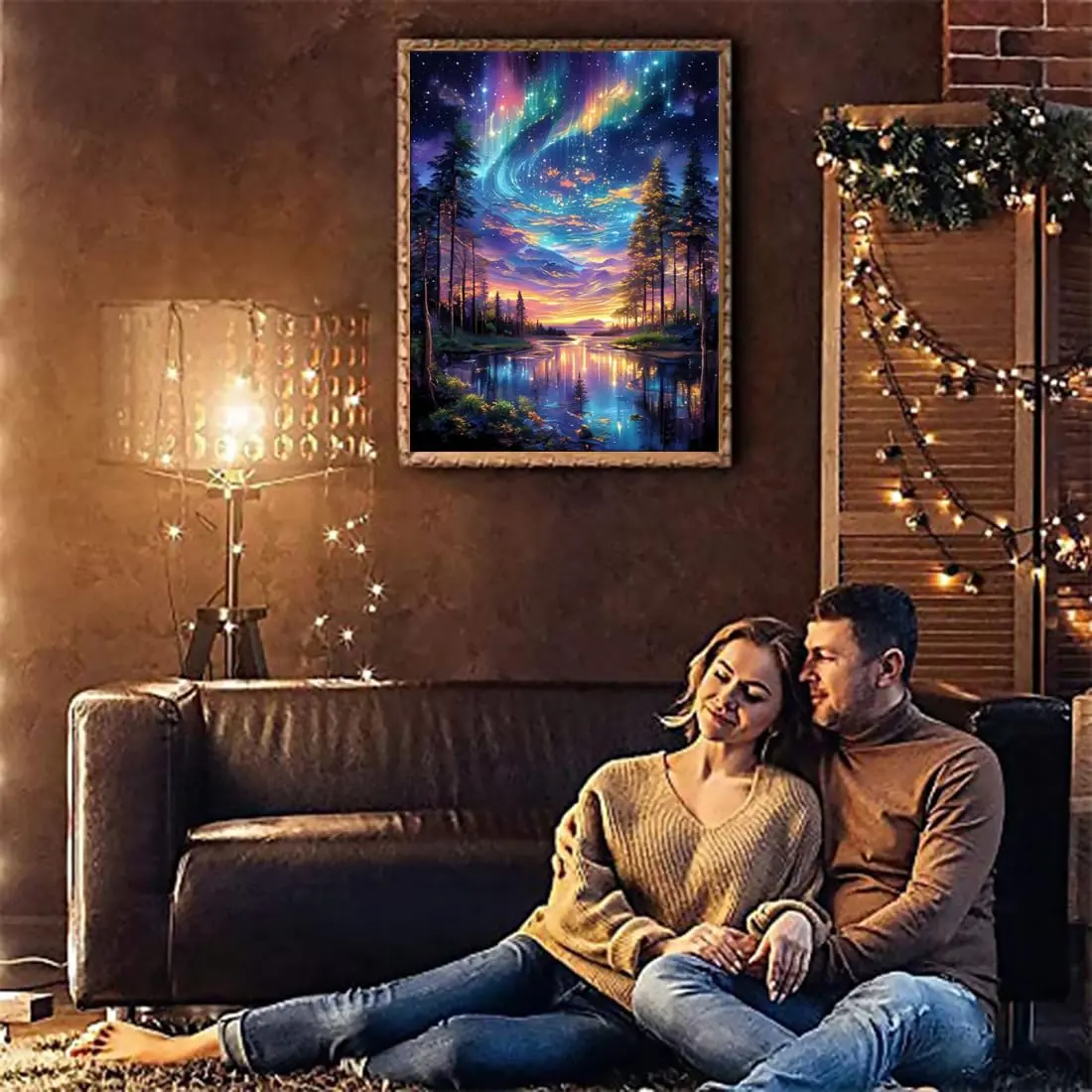 Tiwabb Aurora Starry Night Stamped Cross Stitch Kit 12x16 Inch | Beginner Friendly Art Craft Kit - view 6