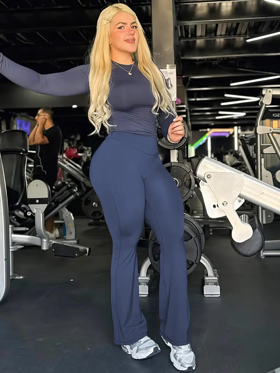 YEOREO Straight Leggings 31.5" Inseam Navy Blue XL | High Waisted Yoga Pants for Women - view 6