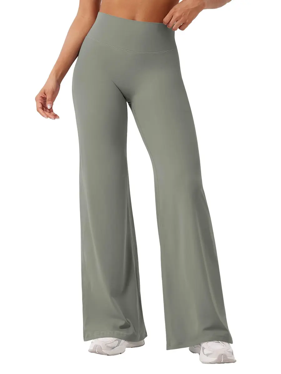 YEOREO Women's Straight Leggings 31.5" Inseam Yoga Pants - Gray Green M | Sweat-Wicking & High-Waisted - main product image