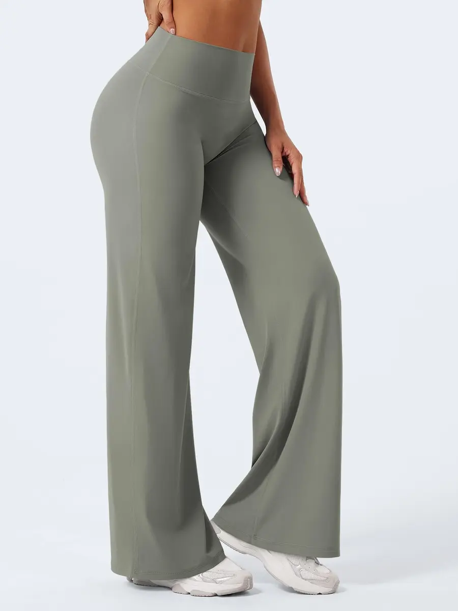 YEOREO Women's Straight Leggings 31.5" Inseam Yoga Pants - Gray Green M | Sweat-Wicking & High-Waisted - view 7