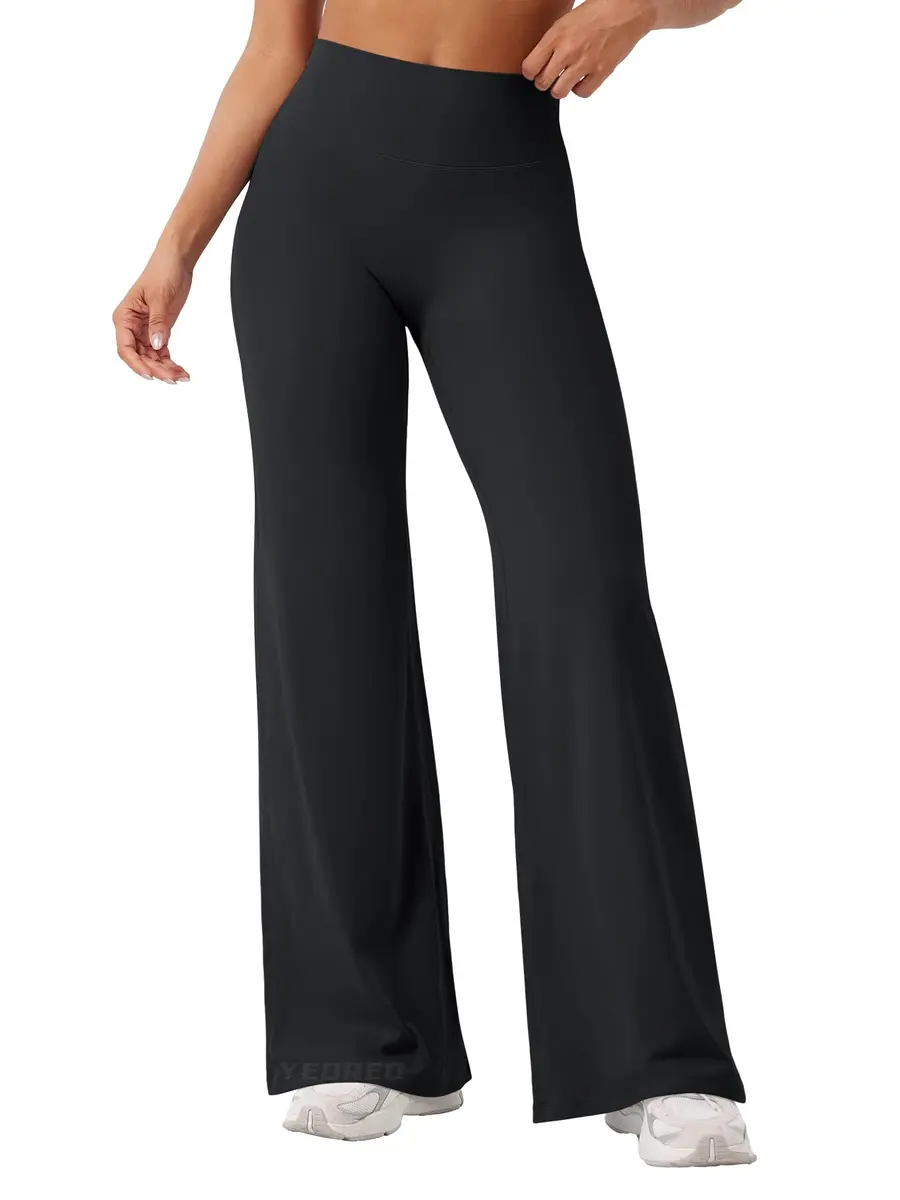 YEOREO Womens Straight Leggings 31.5" Inseam Black | High Waisted Gym Yoga Pants for Women - main product image