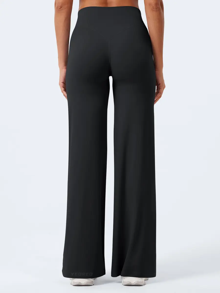 YEOREO Womens Straight Leggings 31.5" Inseam Black | High Waisted Gym Yoga Pants for Women - view 5