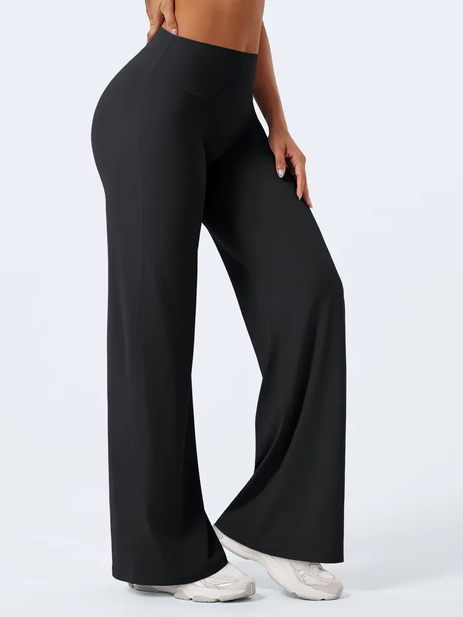 YEOREO Womens Straight Leggings 31.5" Inseam Black | High Waisted Gym Yoga Pants for Women - view 8