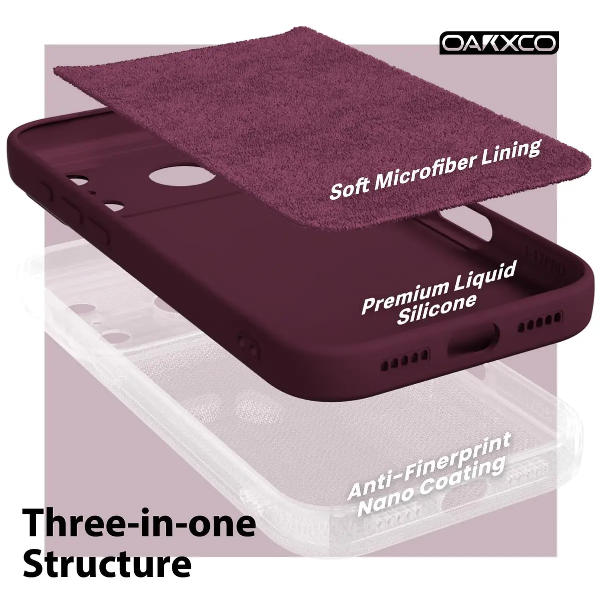 oakxco Liquid Silicone Case for iPhone 17 Pro Max/ 18 Pro Max 6.9 inch | Burgundy Matte Finish - view 5