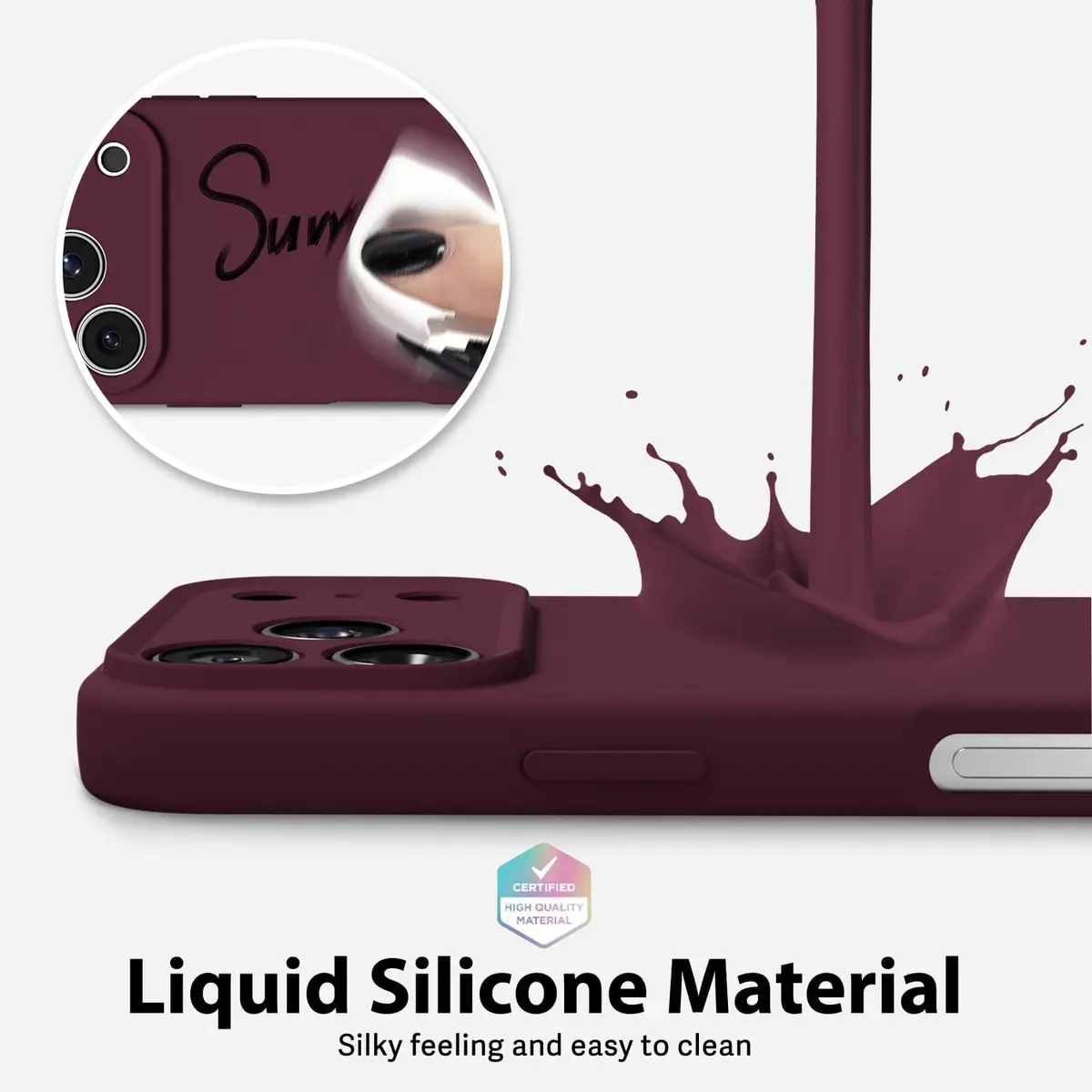 oakxco Liquid Silicone Case for iPhone 17 Pro Max/ 18 Pro Max 6.9 inch | Burgundy Matte Finish - view 4