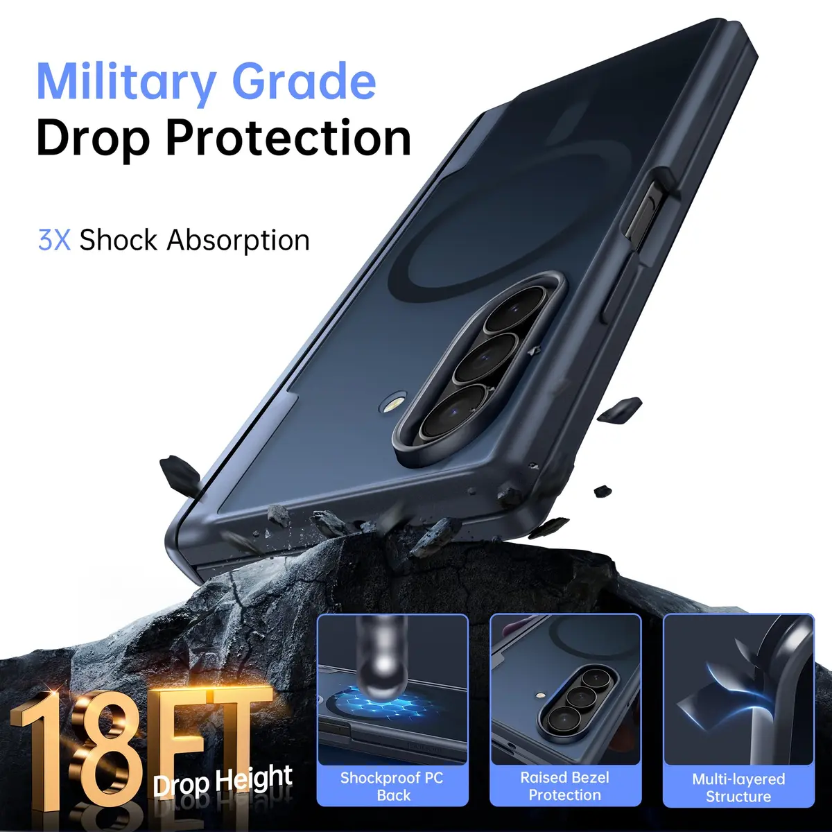 MOBOSI Magnetic Case for Samsung Galaxy Z Fold 7 with Screen Protector, Black | Full Body Hinge Protection - view 3