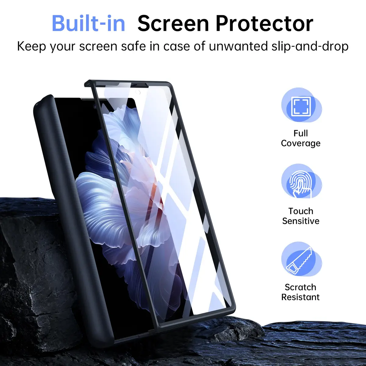 MOBOSI Magnetic Case for Samsung Galaxy Z Fold 7 with Screen Protector, Black | Full Body Hinge Protection - view 4