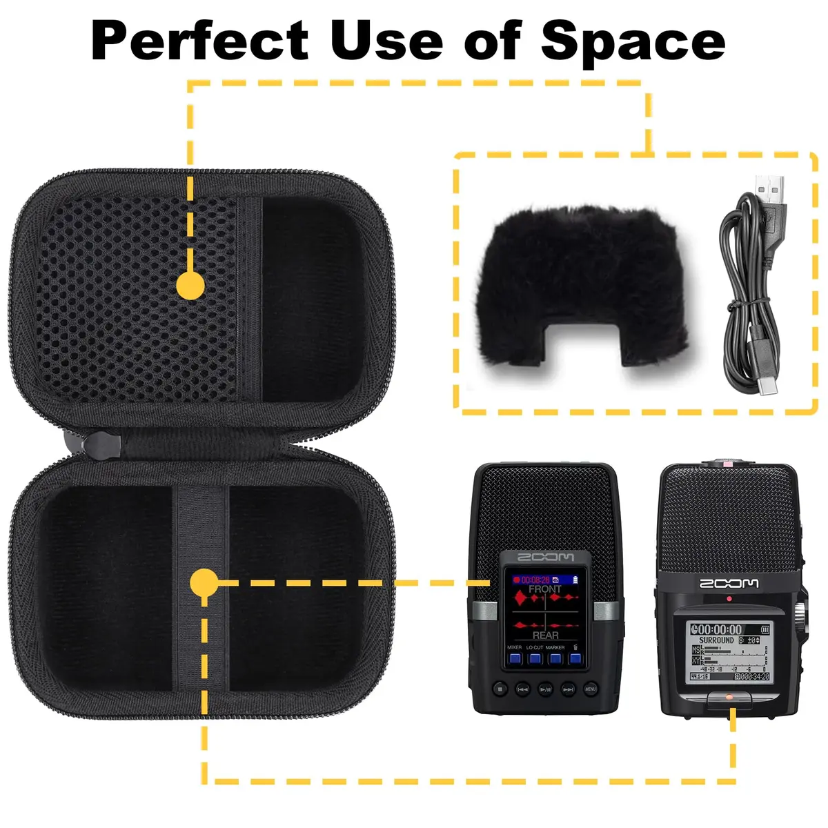 Aenllosi Hard Case for Zoom H2essential/H2n Stereo Recorder | Dustproof, Waterproof & Lightweight - view 3