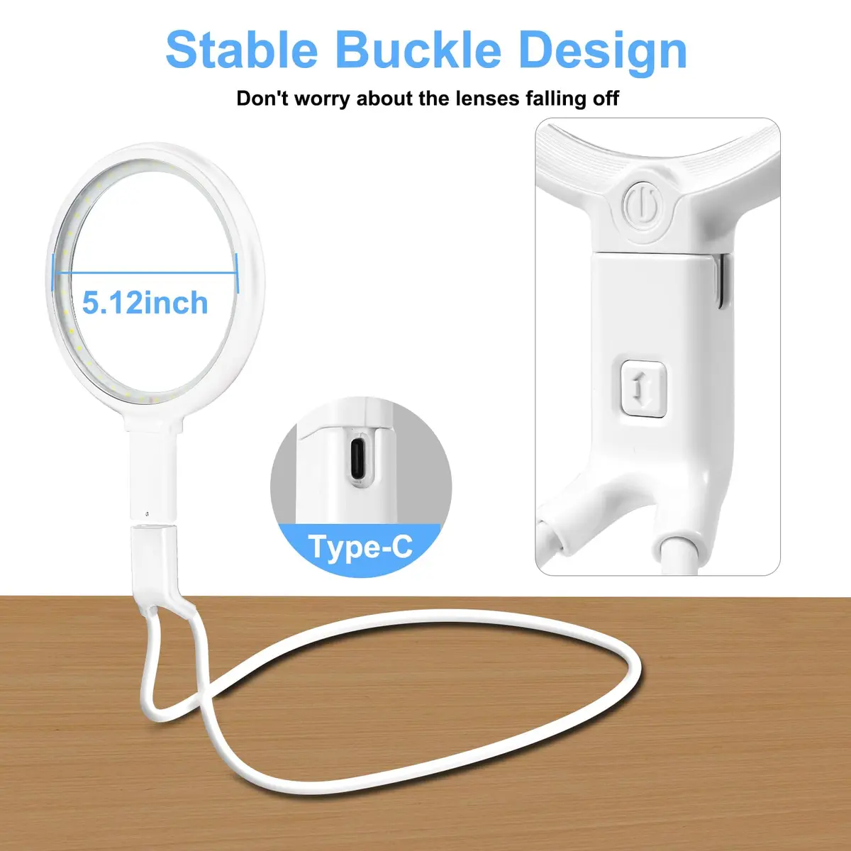GABORISH Neck Magnifier Hands Free with Light, 10X 5.2 Inch Acrylic Lens | 36 LED Lights for Reading, Sewing, Crafts - view 5