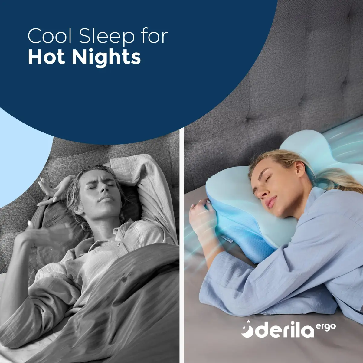 Derila Ergo Cooling Pillowcase 54cm x 36cm x 1.2cm (21.25 x 14.17 x 4.72 in) | Breathable Nylon-Spandex Blend for Neck Support - view 7