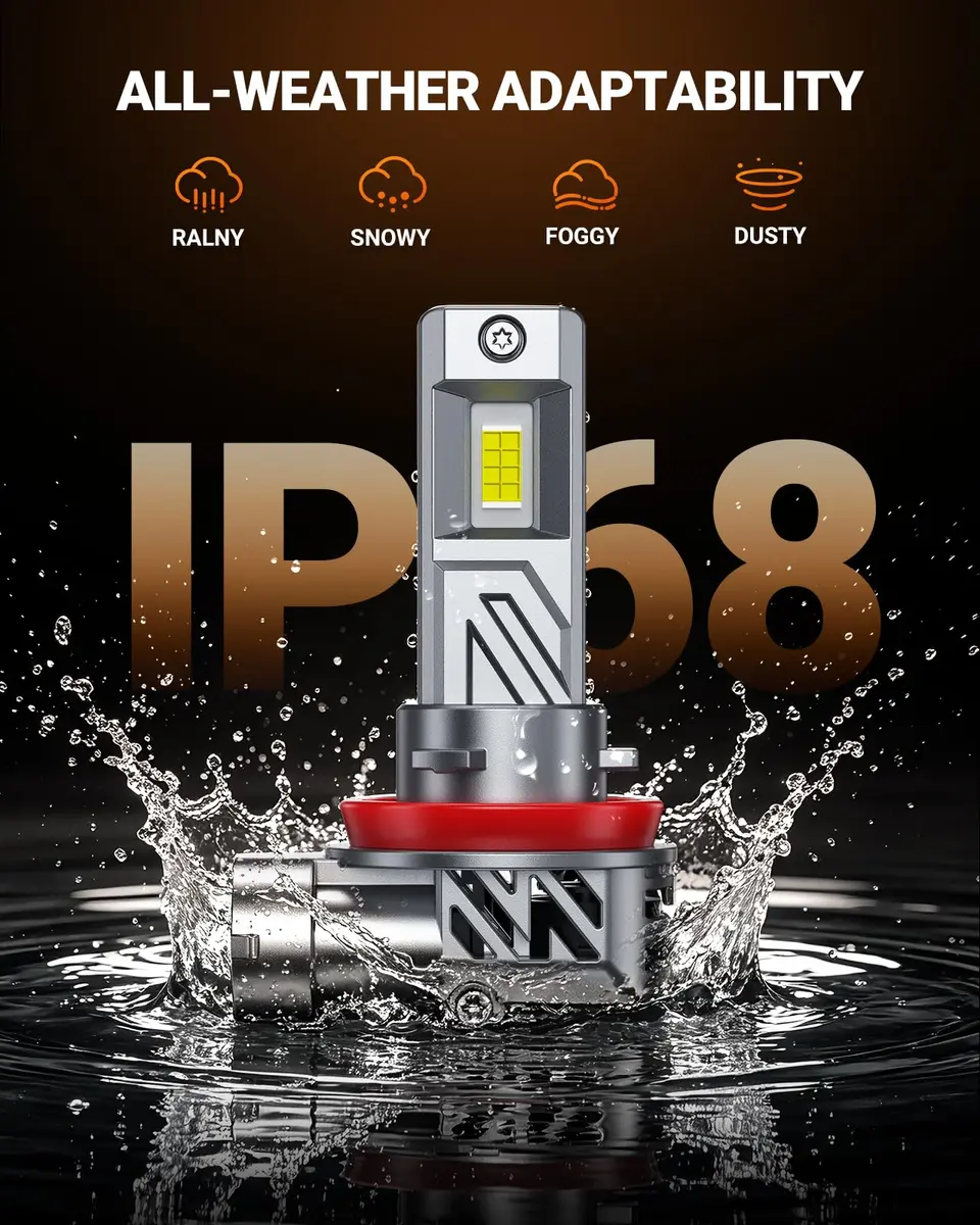SEALIGHT H11/H8/H9 LED Bulb Mini Size 60000LM (2-Pack) | Universal Fit 12V DC Motorcycle & Powersports Headlight Upgrade - view 3