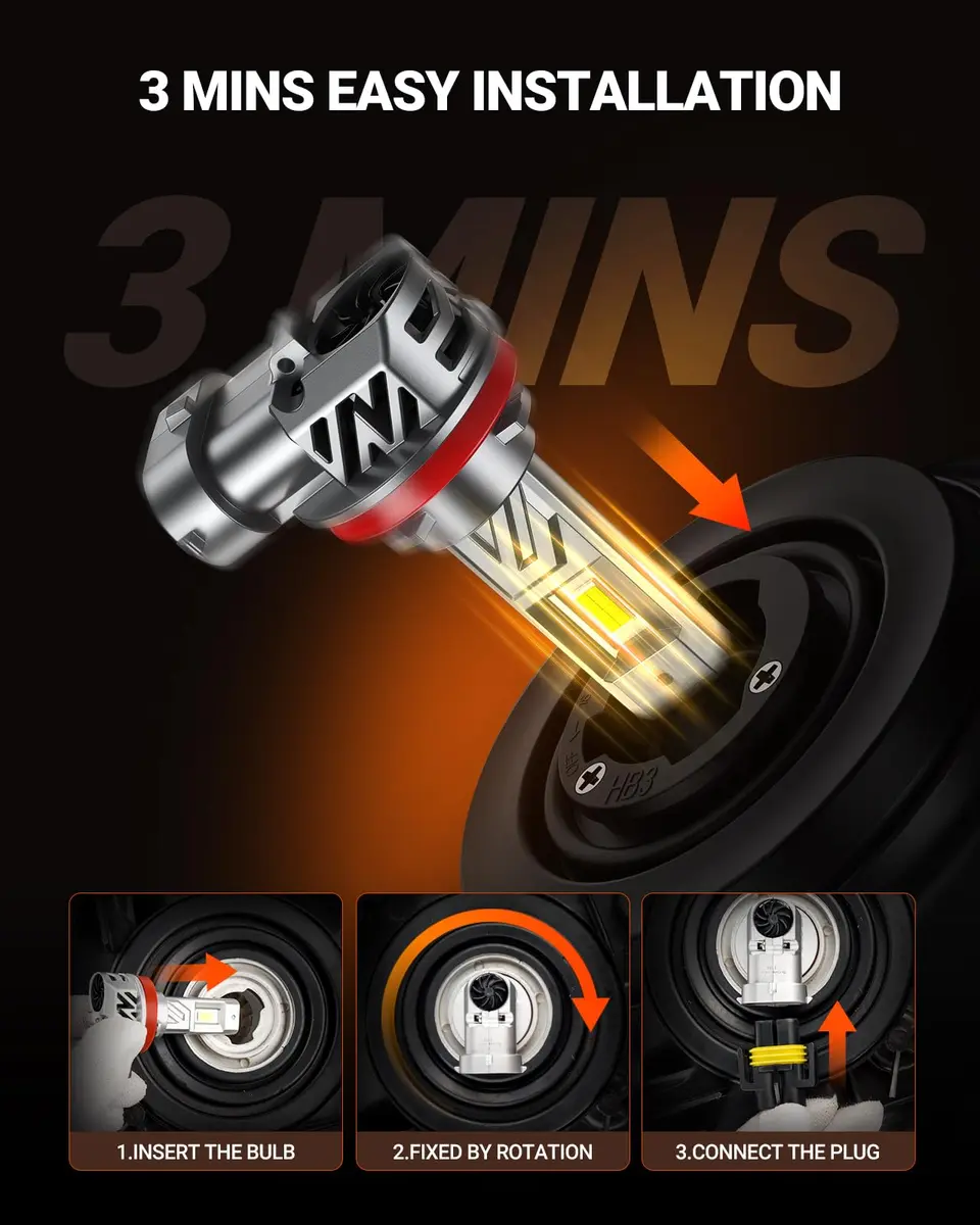 SEALIGHT H11/H8/H9 LED Bulb Mini Size 60000LM (2-Pack) | Universal Fit 12V DC Motorcycle & Powersports Headlight Upgrade - view 4