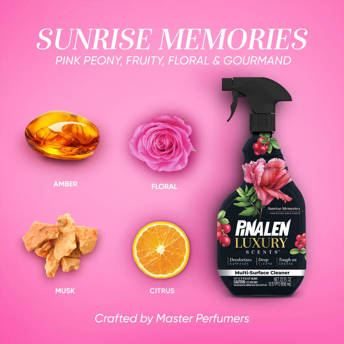 PINALEN Multipurpose Cleaning Spray 22 fl oz | Luxury Sunrise Memories Fragrance for Kitchen & Surfaces - view 2
