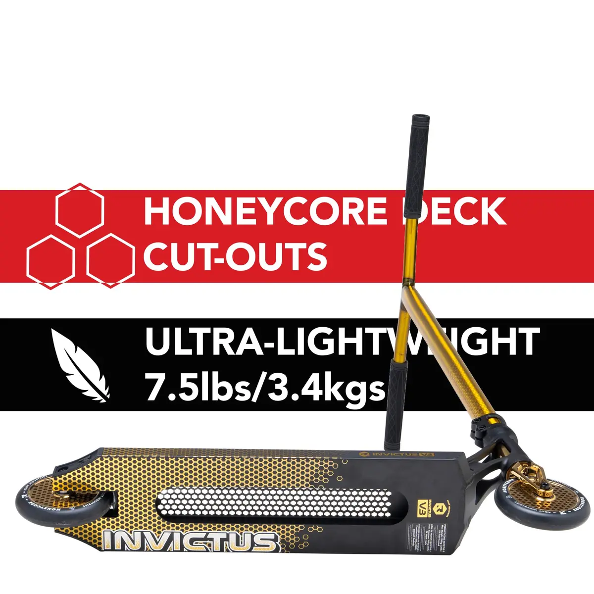 Root Industries Invictus Complete Pro Scooter – 120mm Honeycore Wheels, Chromolite Bars, HIC Compression & Cut-Out Deck (Burnt Gold) | Lightweight & Durable - view 3